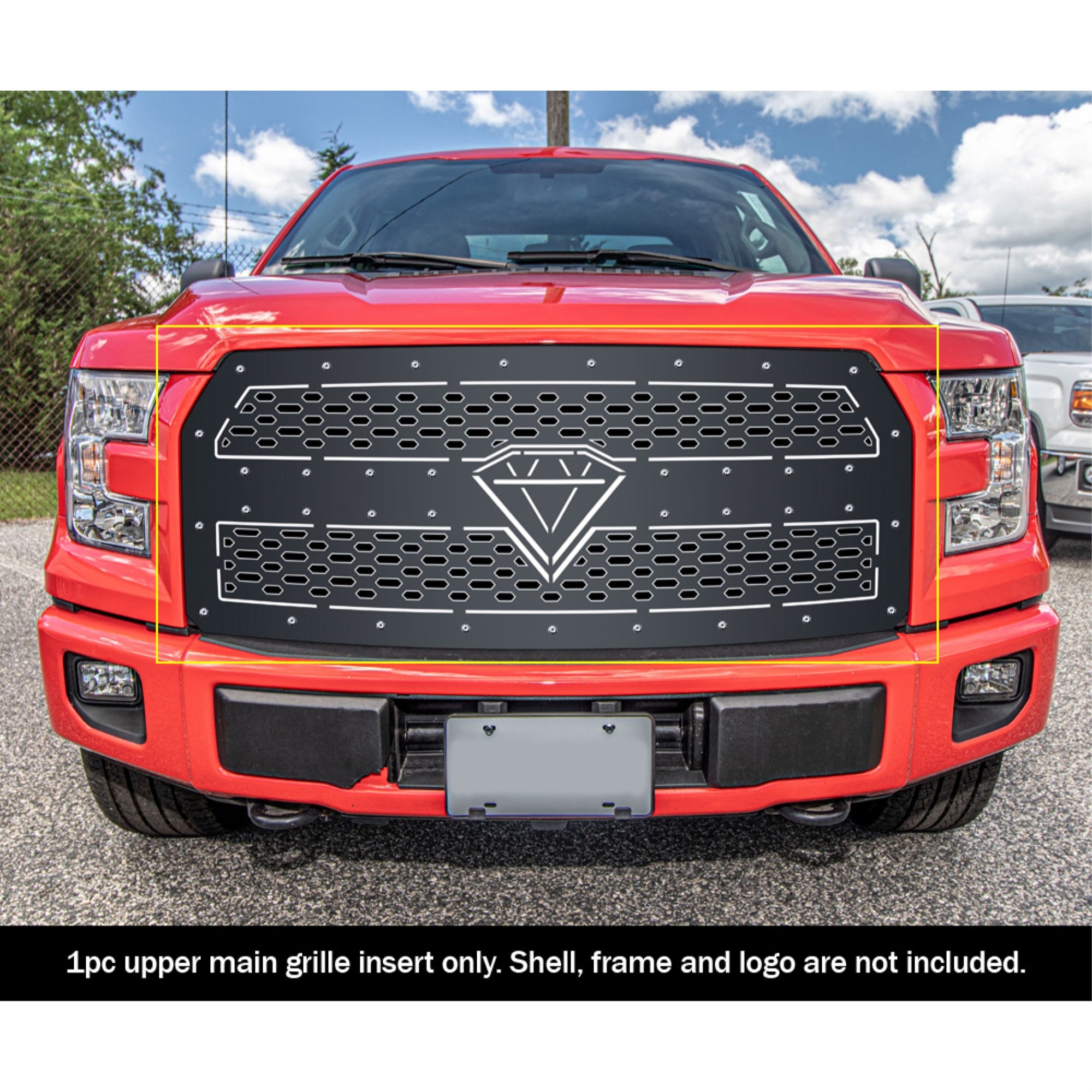 2015-2017 Ford F-150 304 Stainless Steel Black Powder Coated Finish Double Layer Laser Cut Sheet Sheet Grille