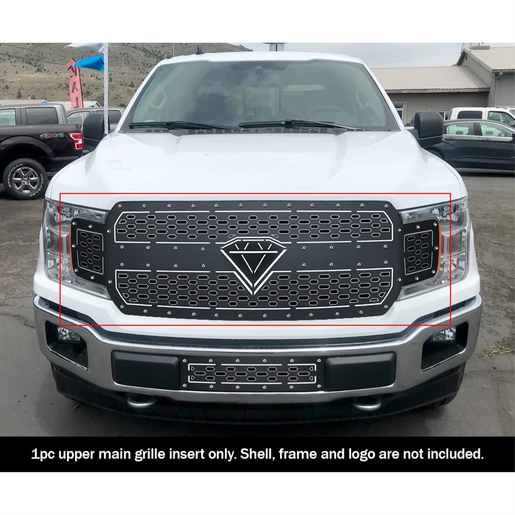 2018-2020 Ford F-150 Without Front Camera 304 Stainless Steel Black Powder Coated Finish Double Layer Laser Cut Sheet Sheet Grille