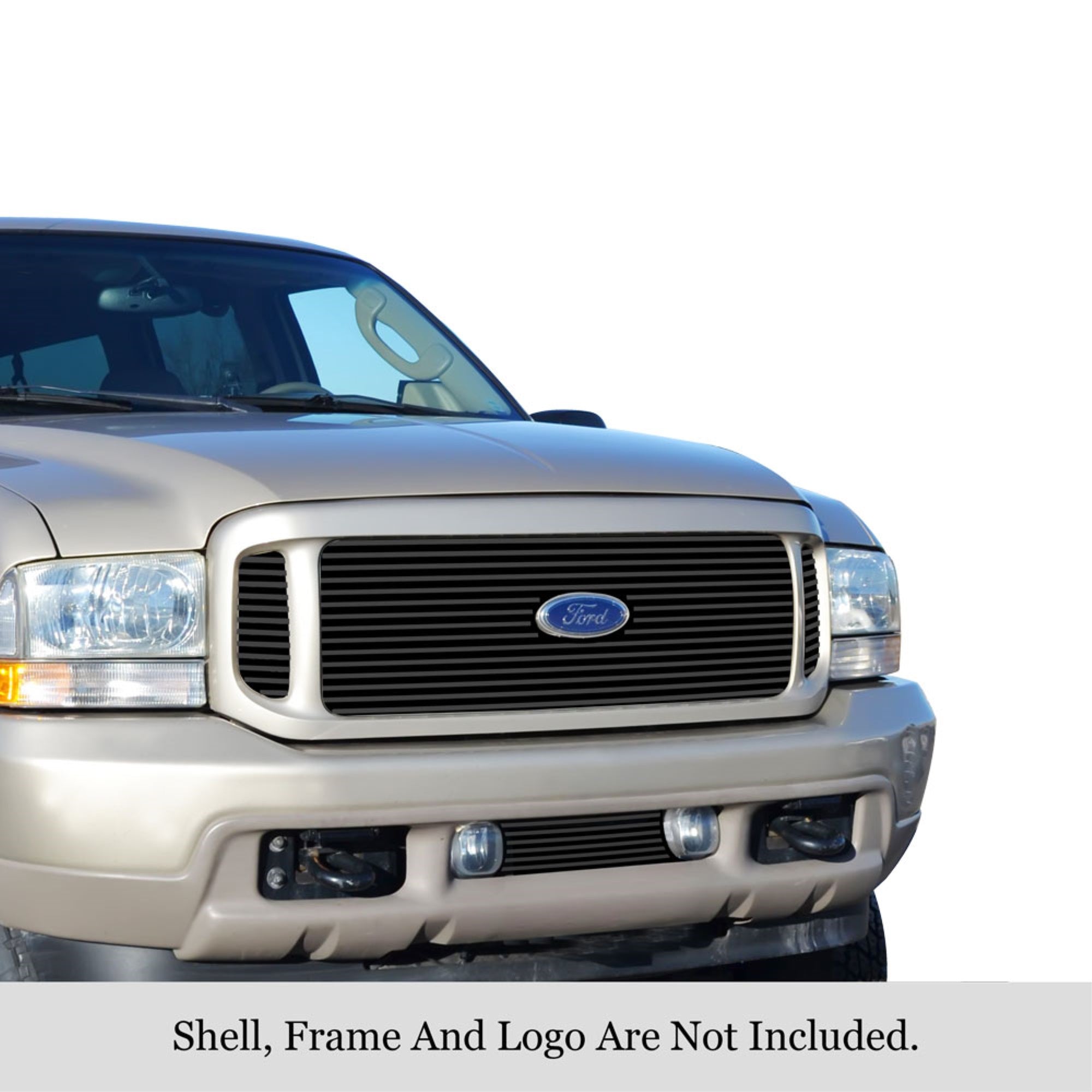 1999-2004 Ford F-250 Sd /1999-2004 Ford F-350 Sd /1999-2004 Ford F-450 Sd /1999-2004 Ford F-550 Sd /2000-2004 Ford Excursion Stainless Steel Black Powder Coated Finish 8X6 Horizontal Billet Black Stainless Steel Billet Grille