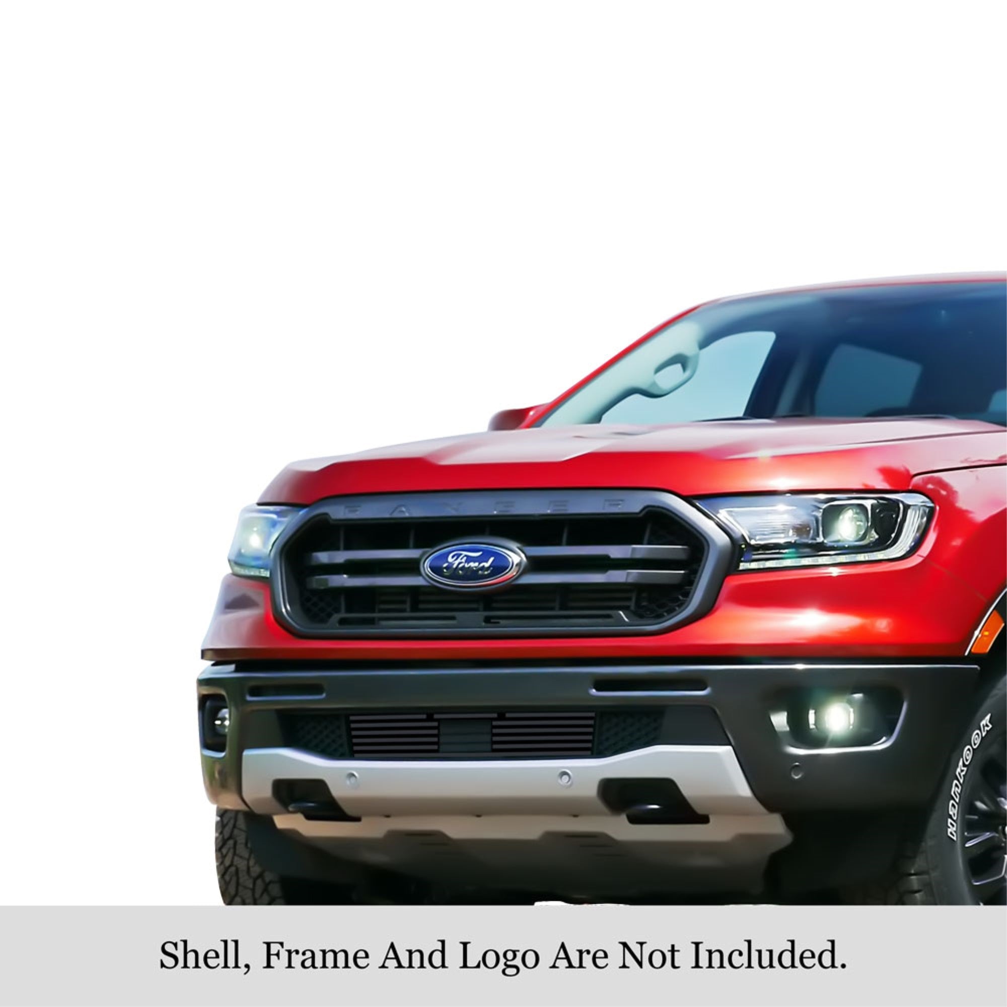 2019-2022 Ford Ranger With Adaptive Cruise Control Stainless Steel Black Powder Coated Finish 8X6 Horizontal Billet Black Stainless Steel Billet Grille