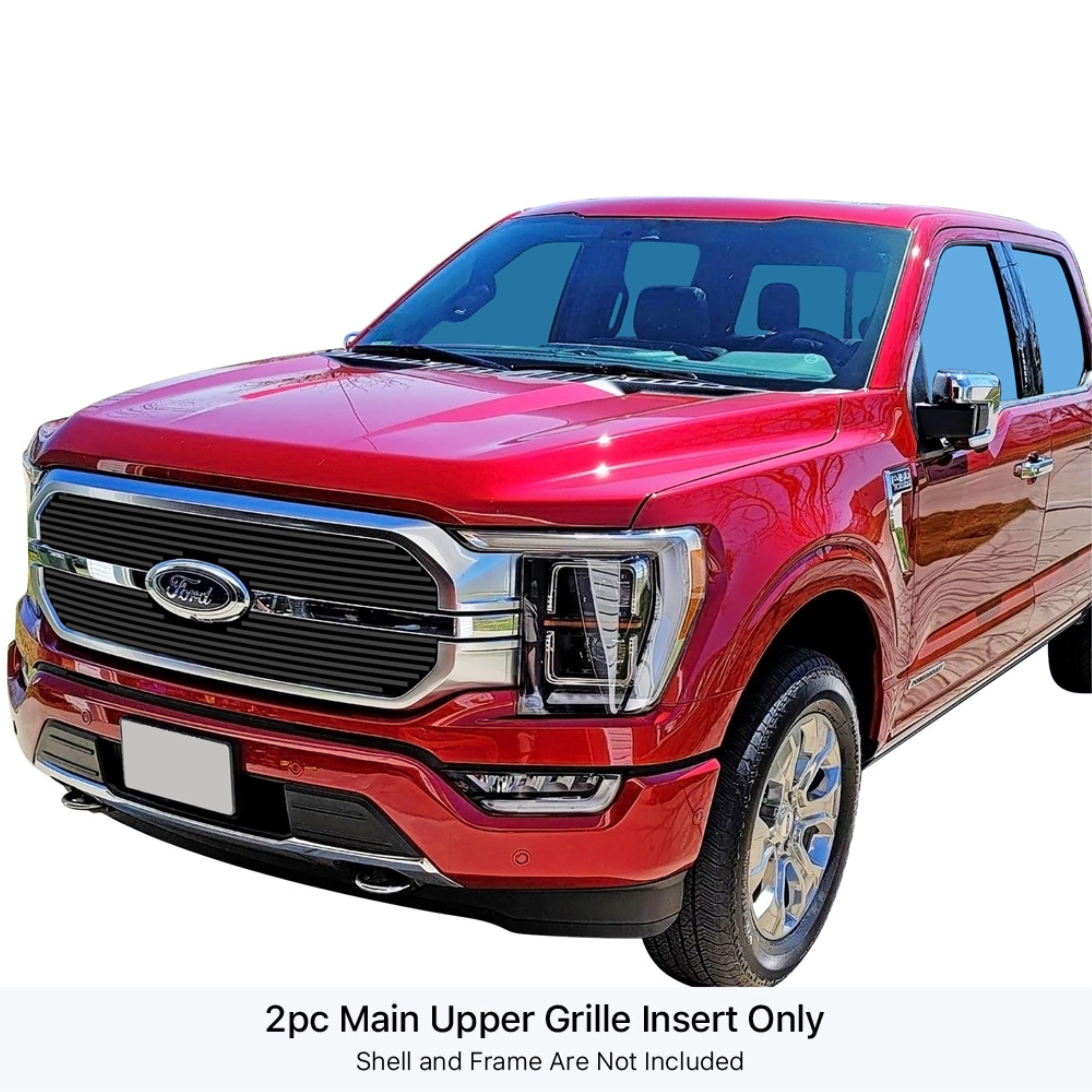 2021-2022 Ford F-150 King Ranch/Platinum Stainless Steel Black Powder Coated Finish 8X6 Horizontal Billet Black Stainless Steel Billet Grille