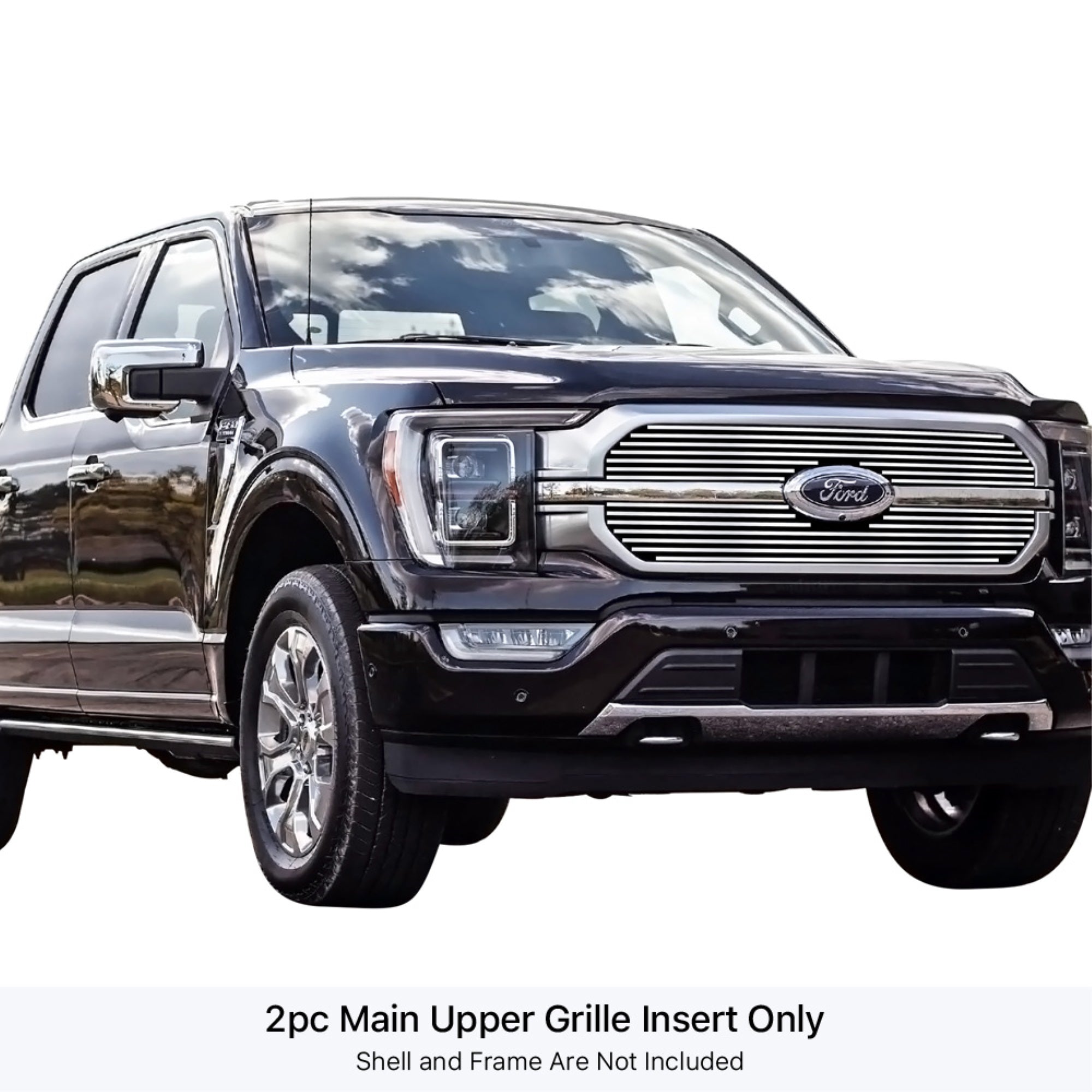 2021-2022 Ford F-150 King Ranch/Platinum Stainless Steel Polished Finish 8X6 Horizontal Billet Stainless Steel Billet Grille