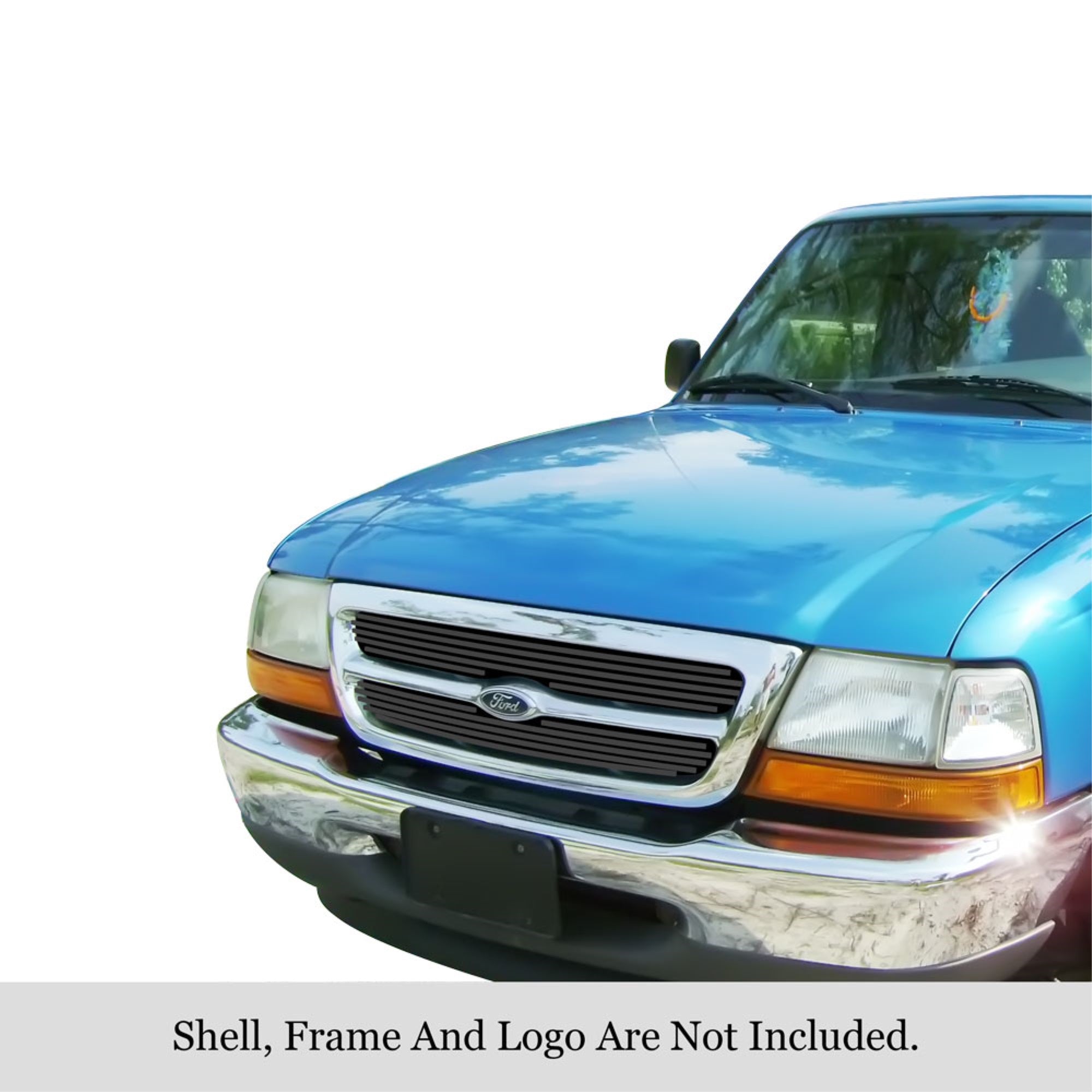 1998-2000 Ford Ranger Only For 2Wd Stainless Steel Black Powder Coated Finish 8X6 Horizontal Billet Black Stainless Steel Billet Grille