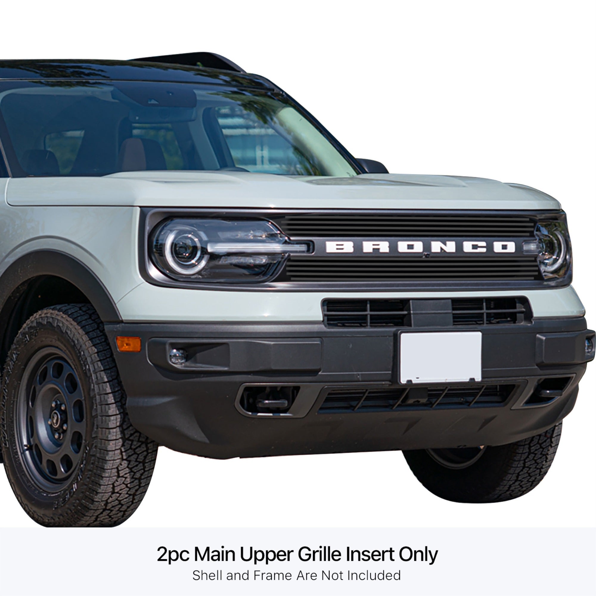 Stainless Steel Main Upper Black Stainless Steel Billet Grille 2021-2025 Ford Bronco Sport