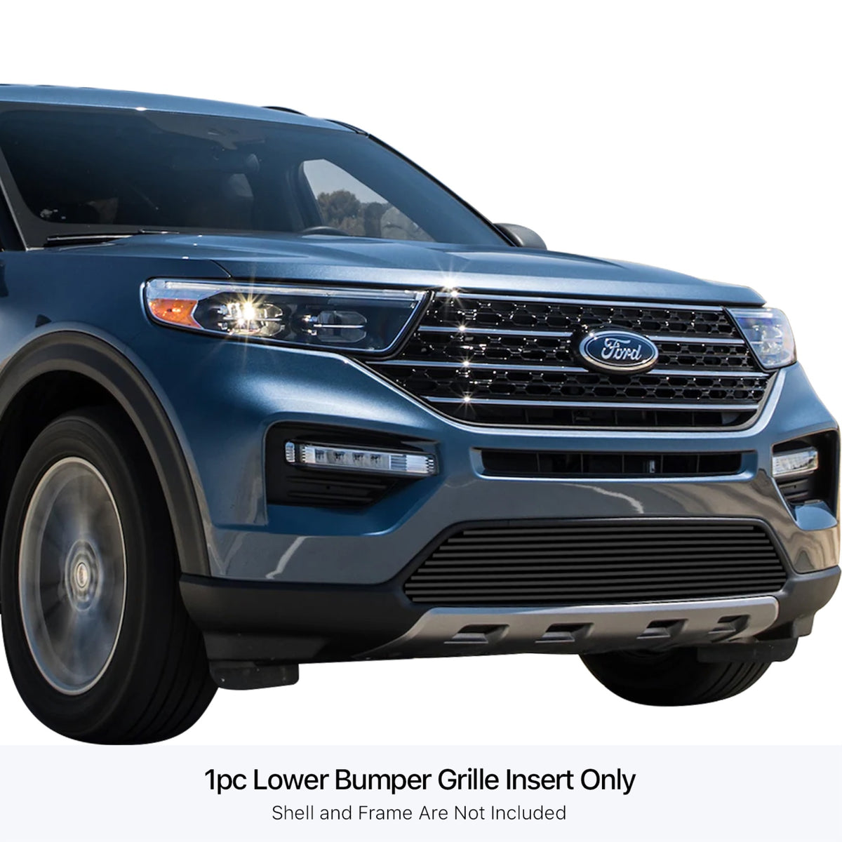 Stainless Steel Lower Bumper Black Stainless Steel Billet Grille 2020-2024 Ford  Without Sensor