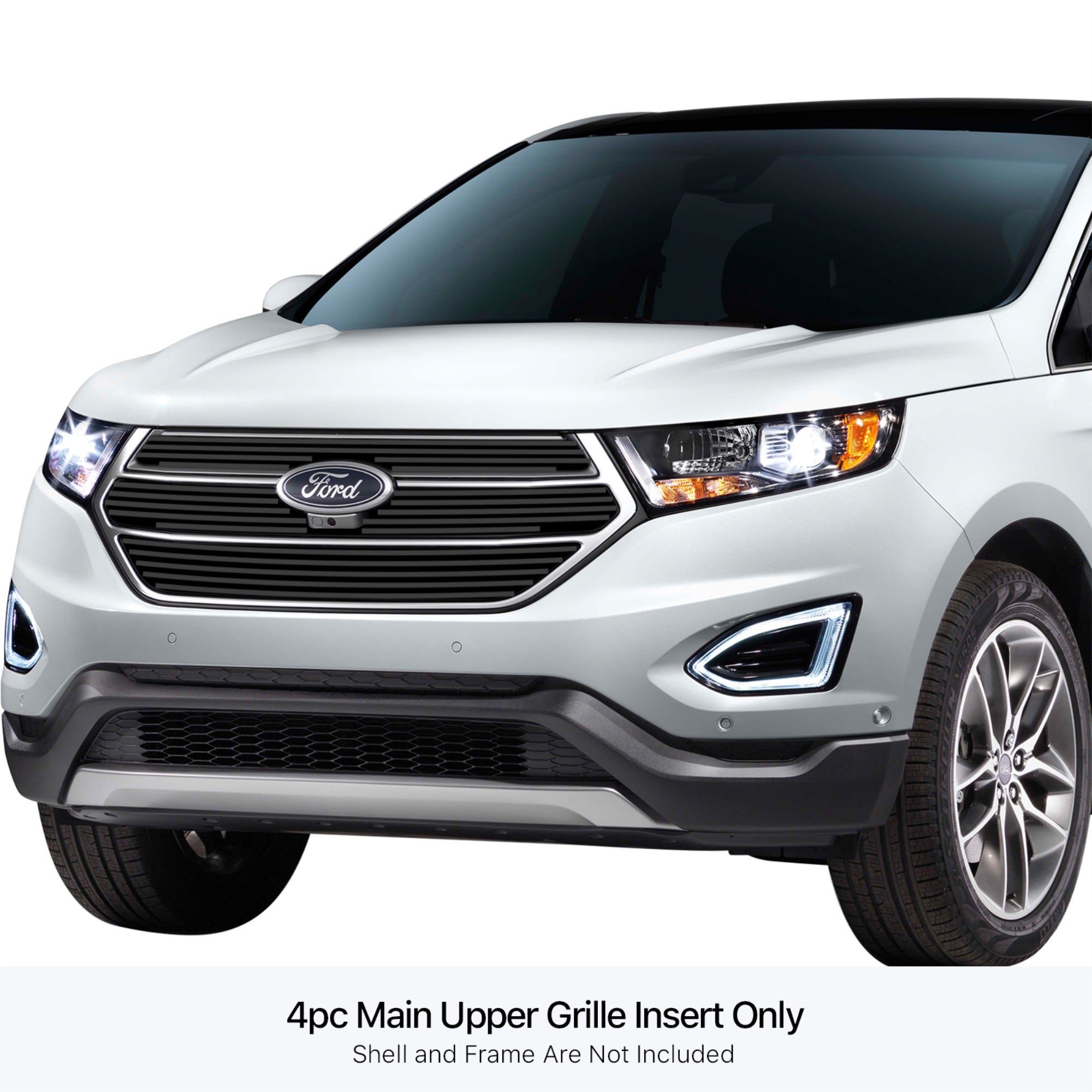 Stainless Steel Main Upper Black Stainless Steel Billet Grille 2015-2018 Ford Edge