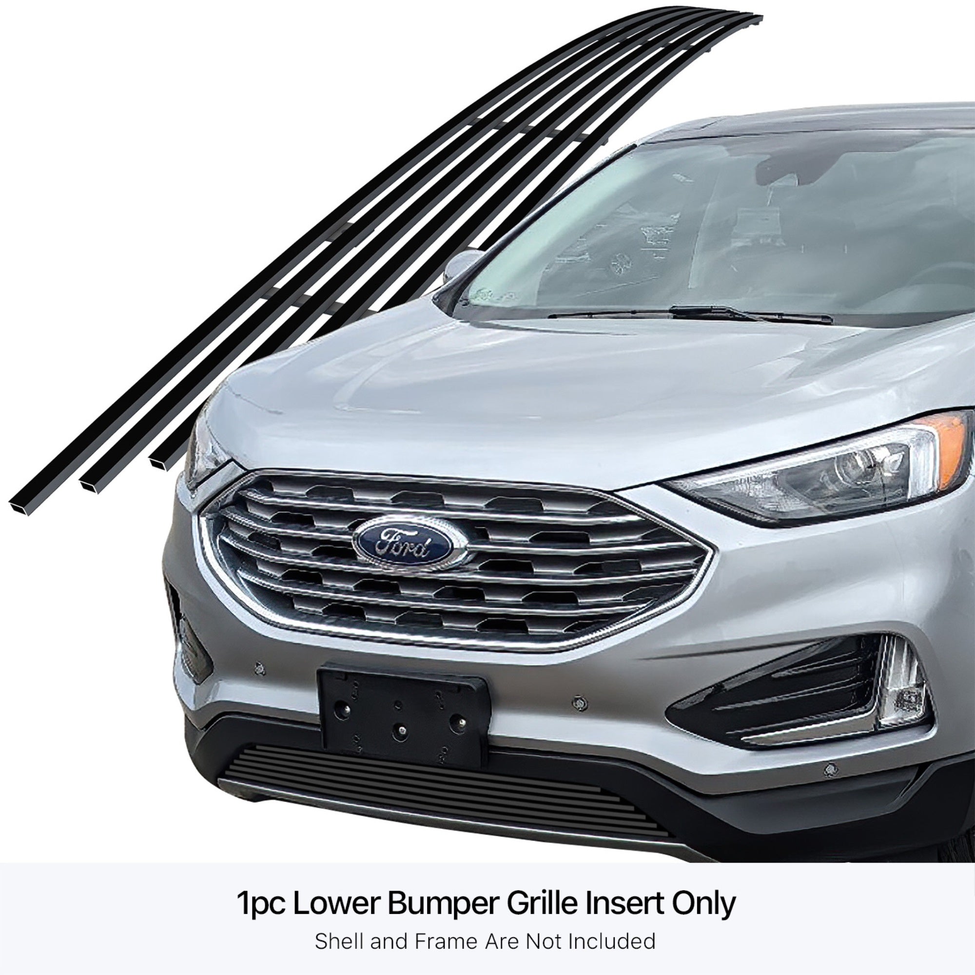 Stainless Steel Lower Bumper Black Stainless Steel Billet Grille 2019-2022 Ford Edge Not For St&St-Line Without Sensor/2023-2024 Ford Edge Titanium Without Sensor
