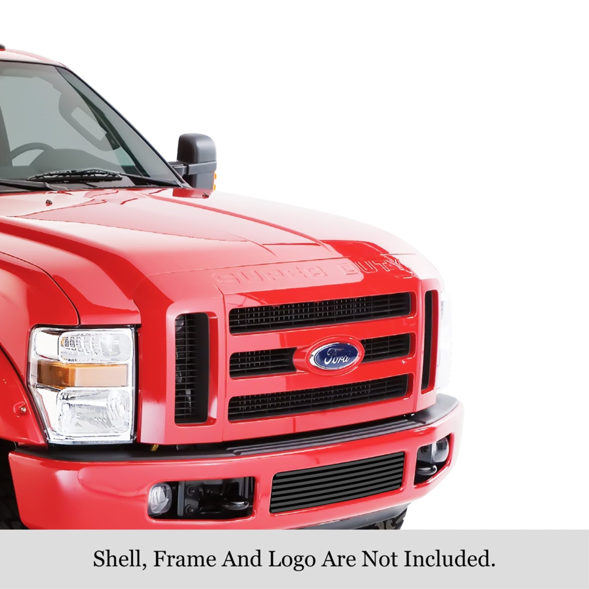 2008-2010 Ford F-250 /2008-2010 Ford F-350 /2008-2010 Ford F-450 /2008-2010 Ford F-550 Stainless Steel Black Powder Coated Finish 8X6 Horizontal Billet Black Stainless Steel Billet Grille