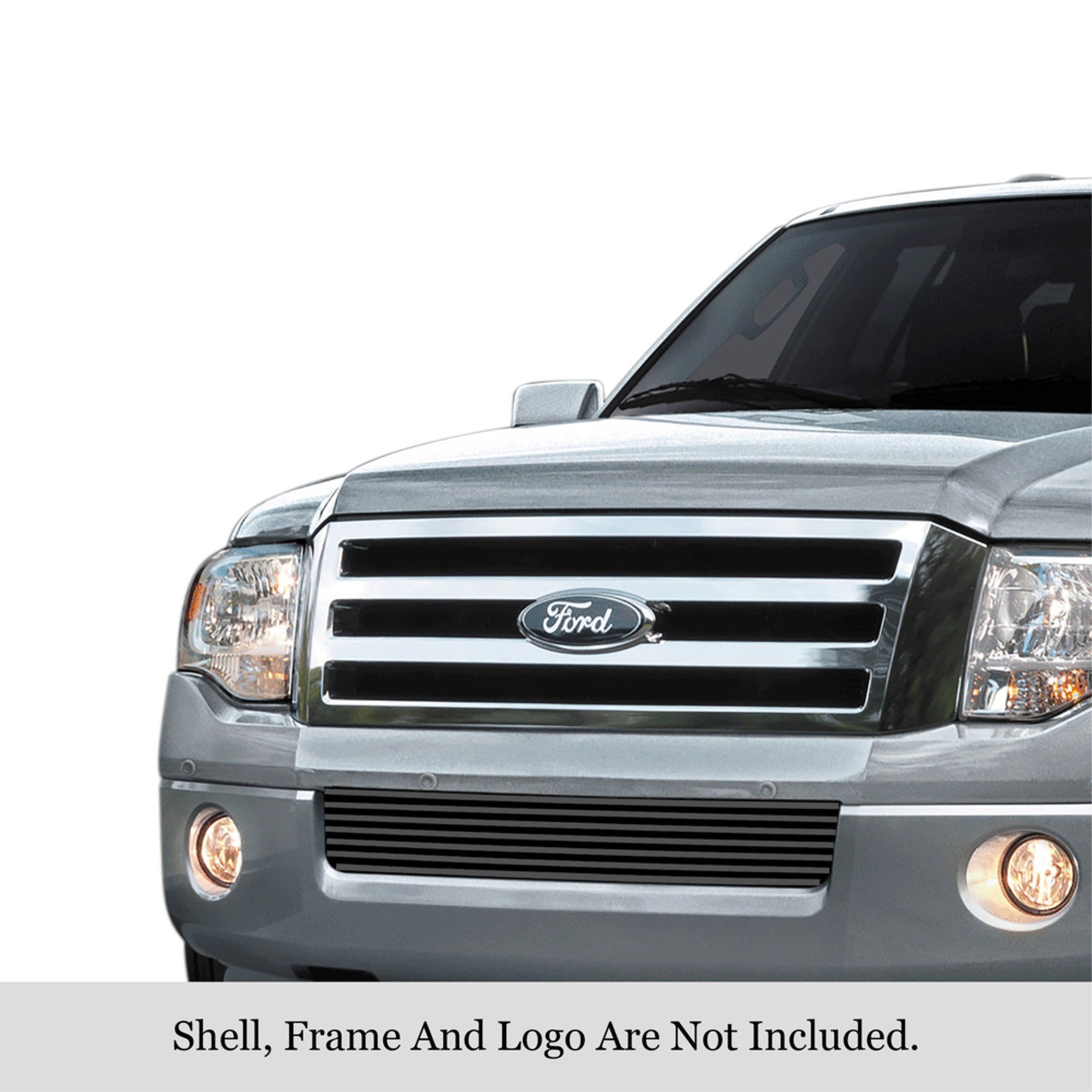 2007-2014 Ford Expedition Stainless Steel Black Powder Coated Finish 8X6 Horizontal Billet Black Stainless Steel Billet Grille