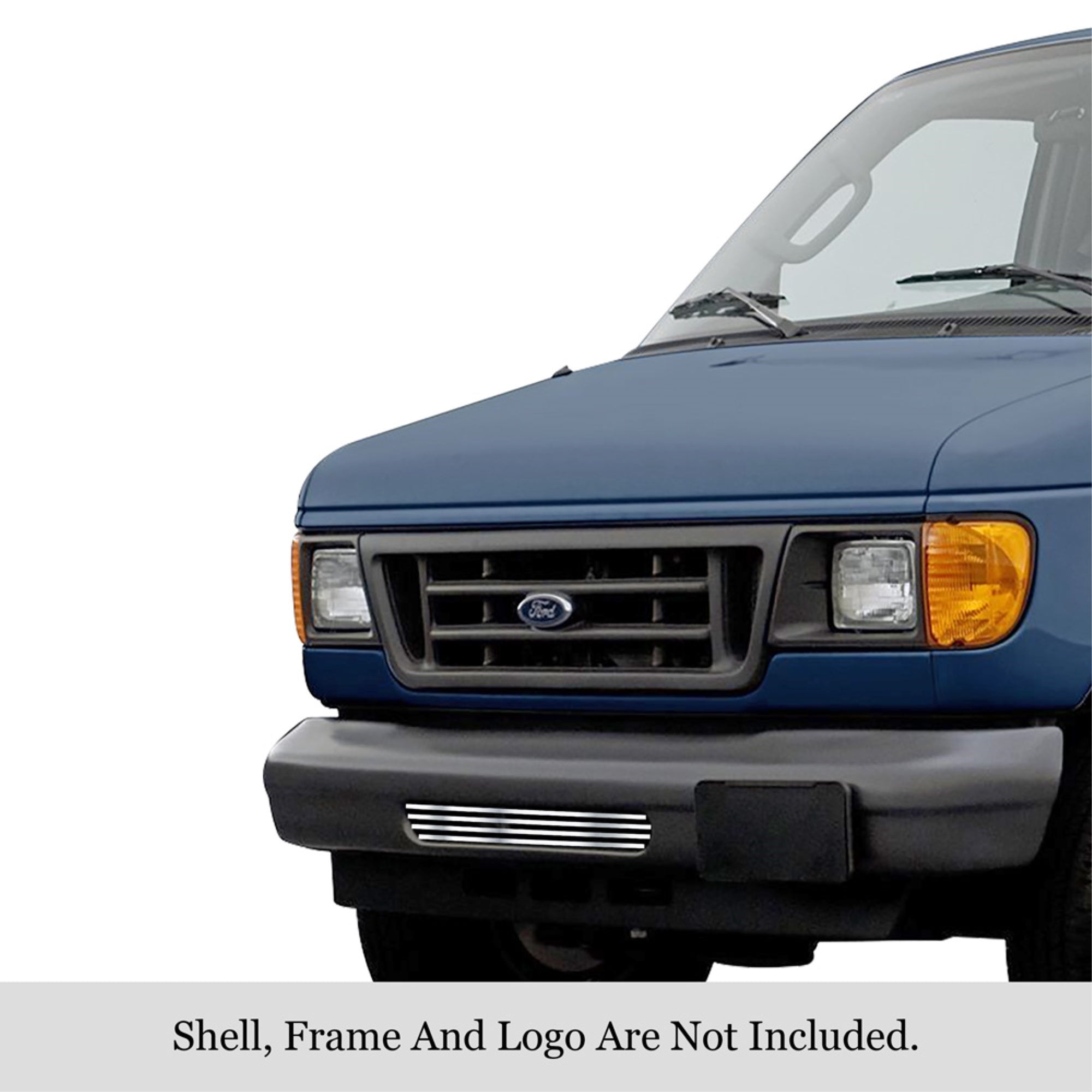 1992-2007 Ford Econoline 304 Stainless Steel Polished Finish 8X6 Horizontal Billet Stainless Steel Billet Grille