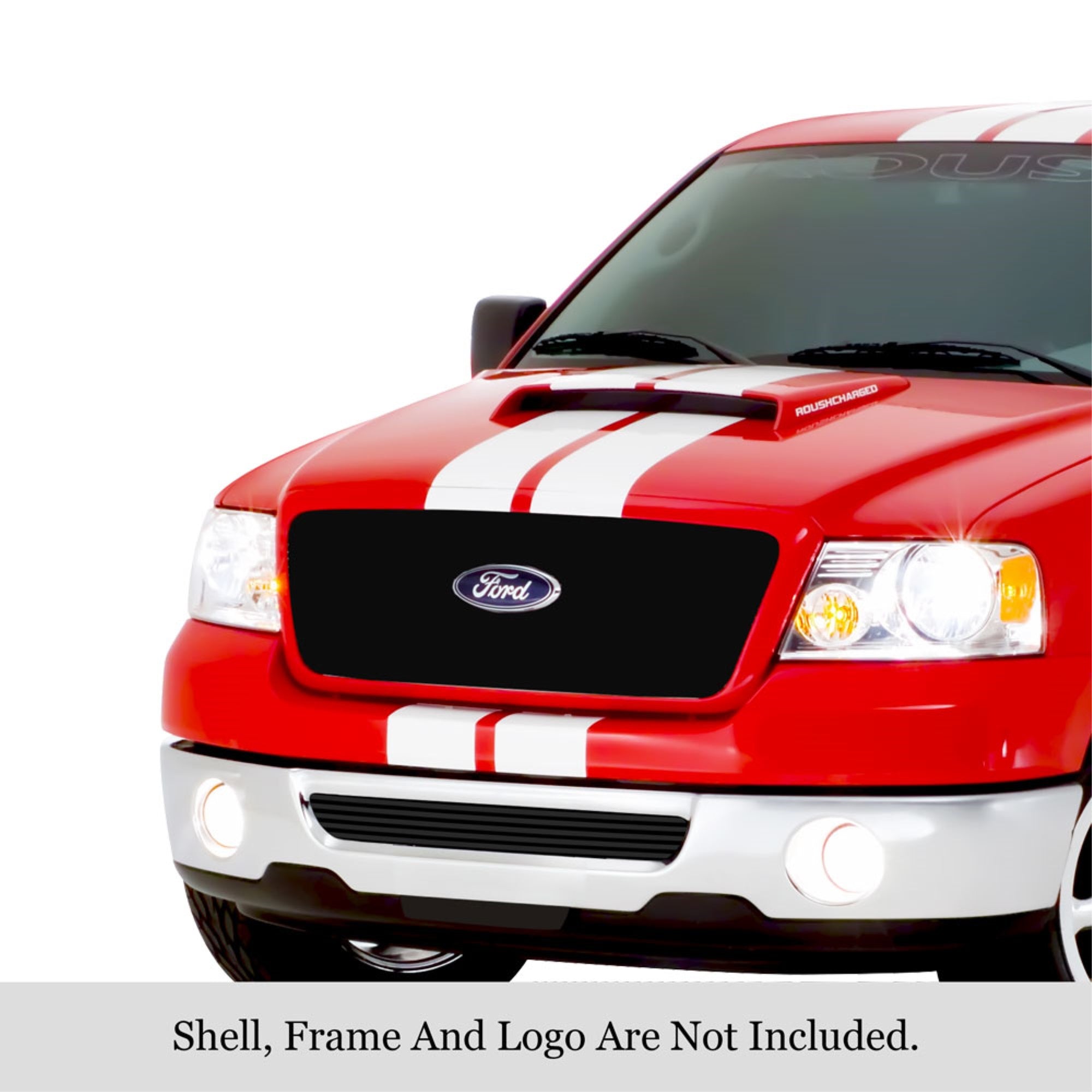 2006-2008 Ford F-150 Stainless Steel Black Powder Coated Finish 8X6 Horizontal Billet Black Stainless Steel Billet Grille