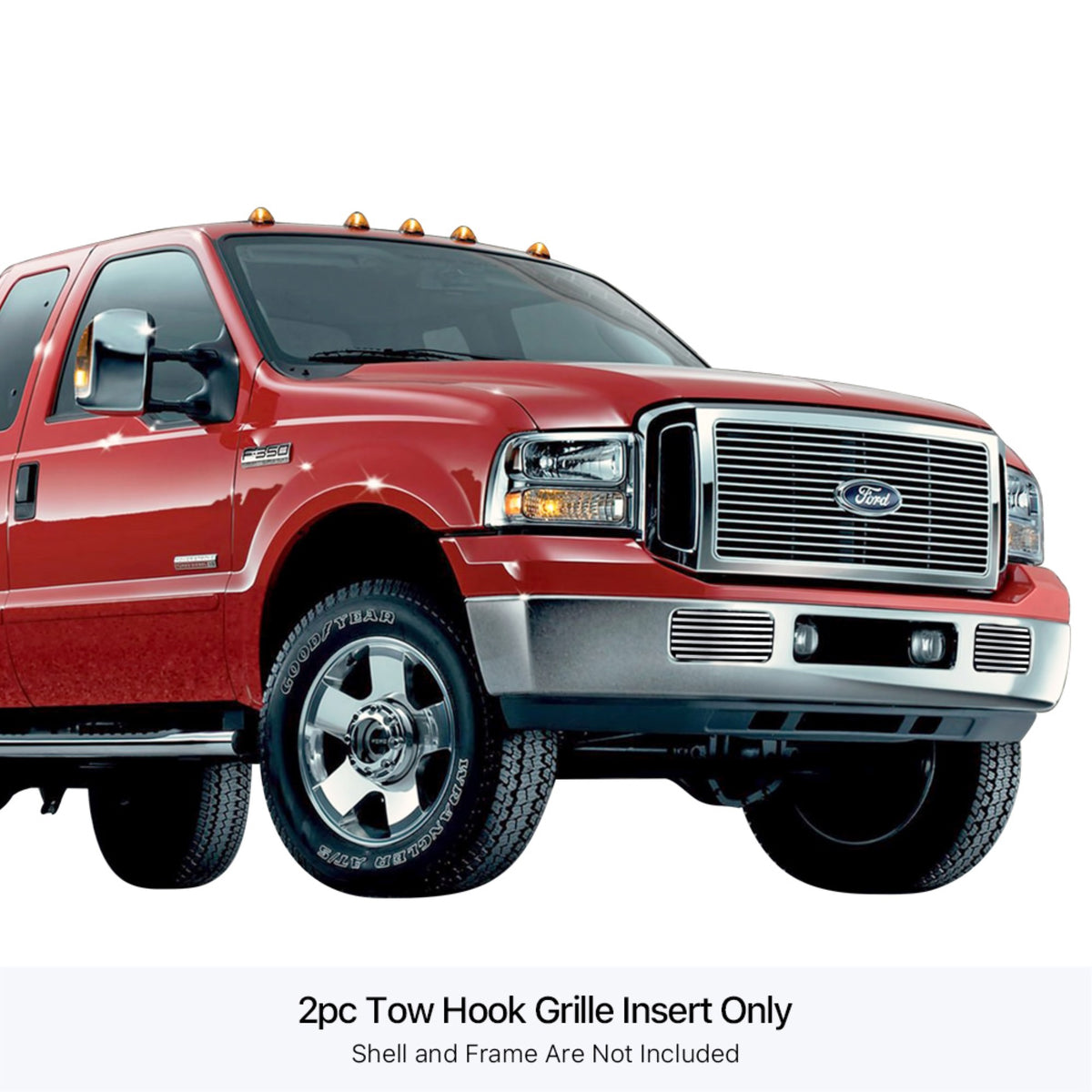 Stainless Steel Tow Hook Stainless Steel Billet Grille 2005-2007 Ford Excursion Tow Hook Cover/2005-2007 Ford F-250 Tow Hook Cover/2005-2007 Ford F-350 Tow Hook Cover/2005-2007 Ford F-450 Tow Hook Cover/2005-2007 Ford F-550 Tow Hook Cover