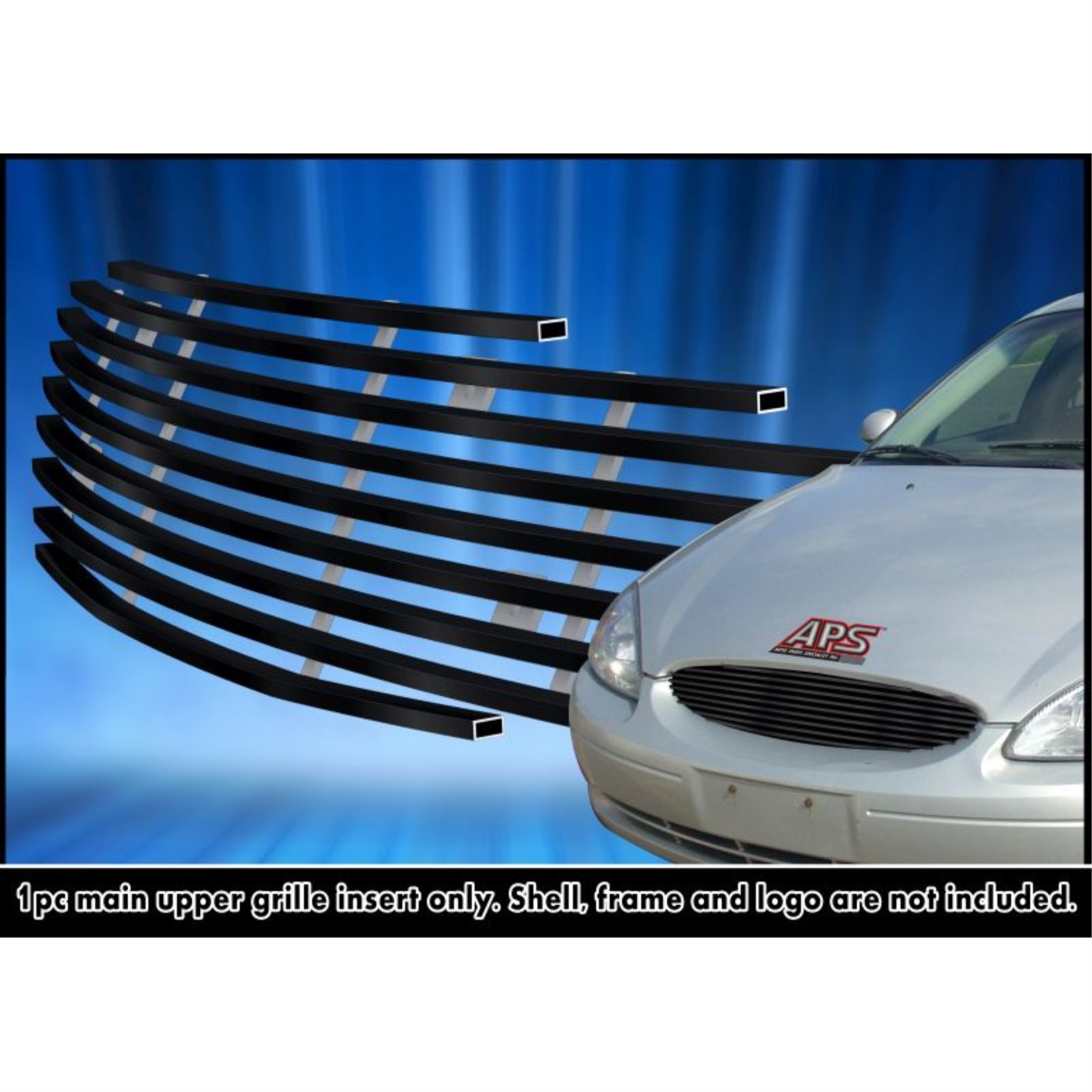 2000-2003 Ford Taurus Stainless Steel Black Powder Coated Finish 8X6 Horizontal Billet Black Stainless Steel Billet Grille