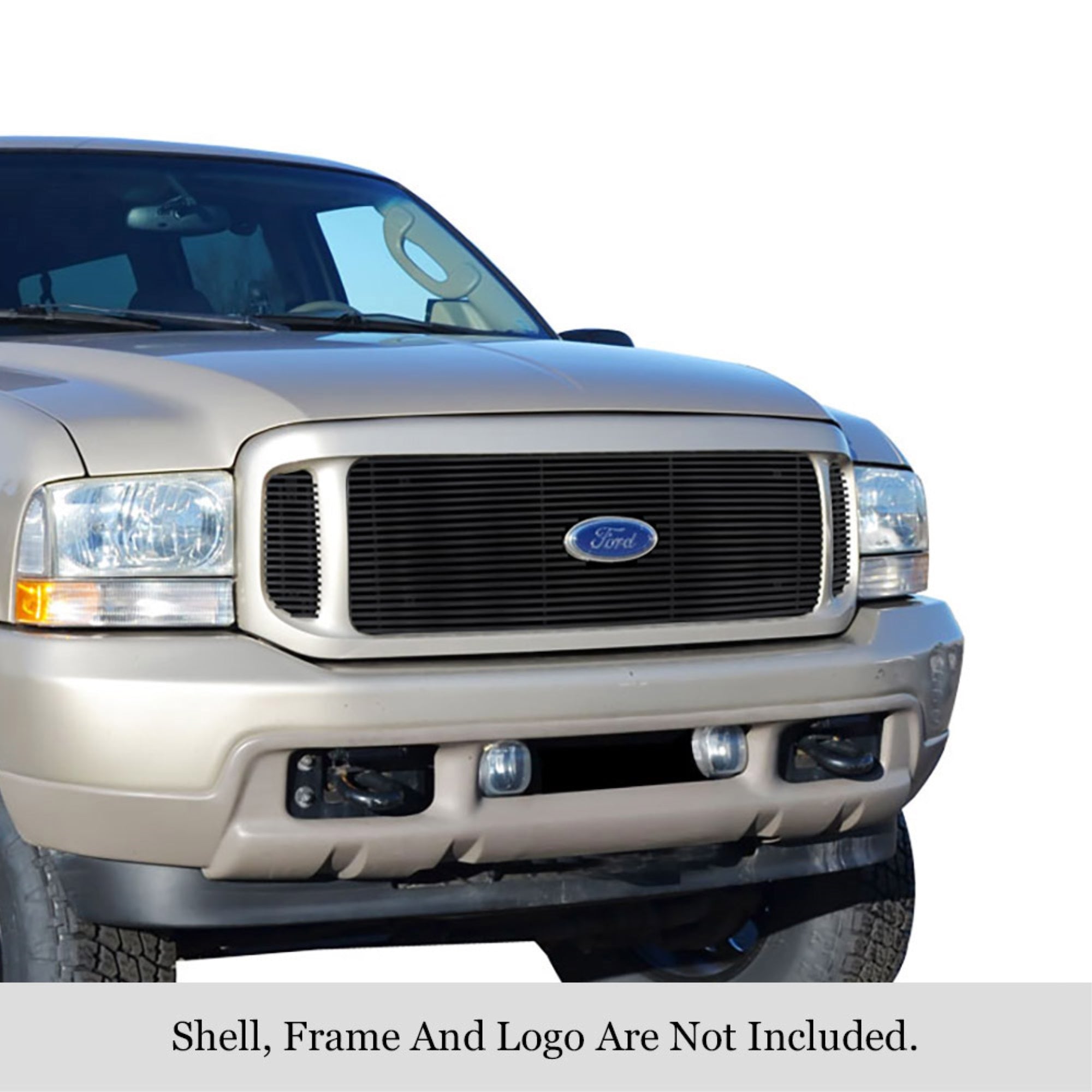 2000-2004 Ford Excursion With Logo Show Stainless Steel Black Powder Coated Finish 8X6 Horizontal Billet Black Stainless Steel Billet Grille