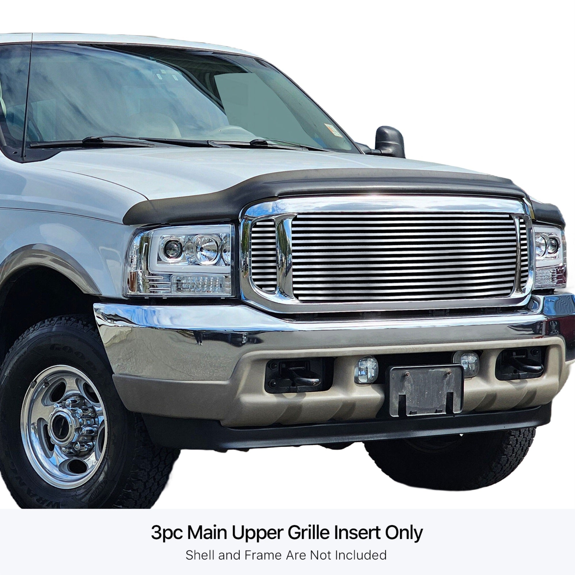 Stainless Steel Main Upper Stainless Steel Billet Grille 2000-2004 Ford Excursion 1 Pc Center & 2 Pcs For Side Holes