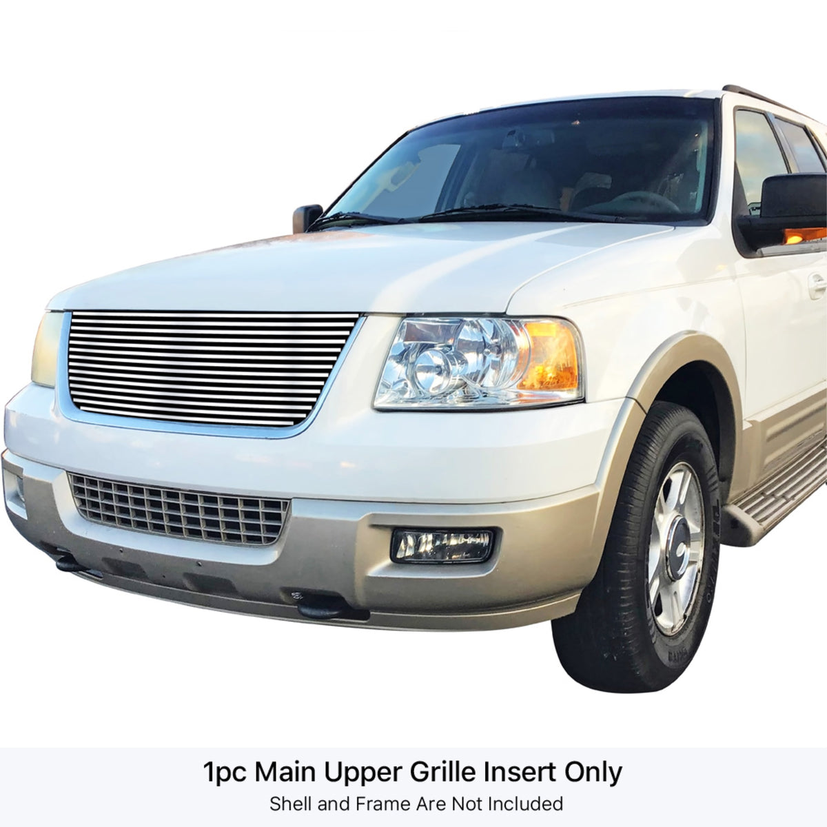 2003-2006 Ford Expedition Stainless Steel Silver Hairline Finish Finish 8X6 Horizontal Billet Stainless Steel Billet Grille