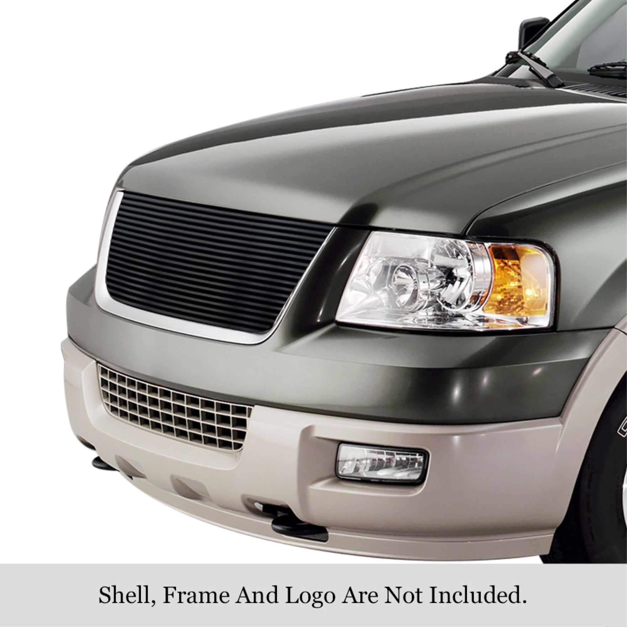 2003-2006 Ford Expedition Stainless Steel Black Powder Coated Finish Horizontal Billet Black Stainless Steel Billet Grille
