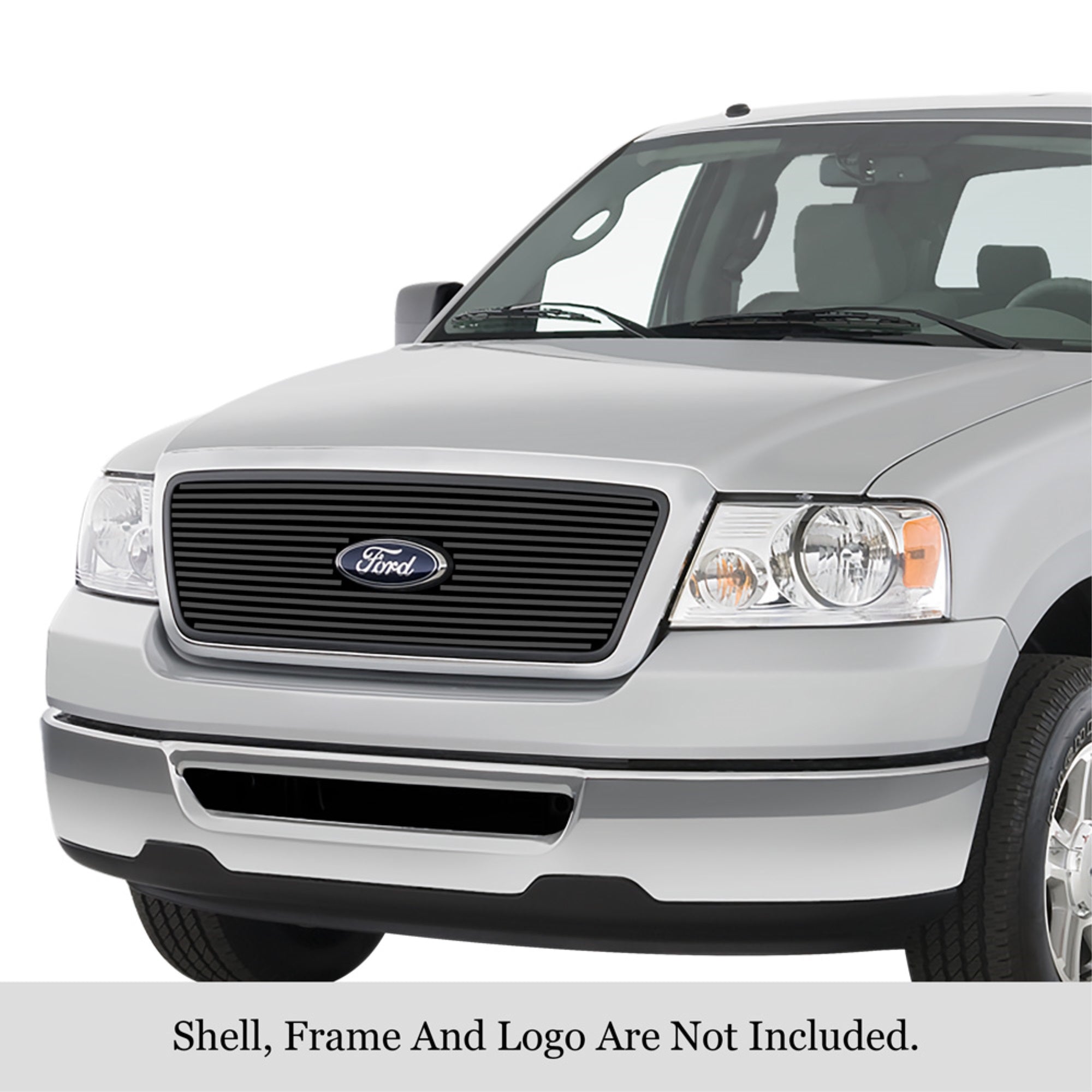 2004-2008 Ford F-150 Honeycomb Style With Logo Show Not For Fx2/Fx4 And King Ranch Model Stainless Steel Black Powder Coated Finish 8X6 Horizontal Billet Black Stainless Steel Billet Grille