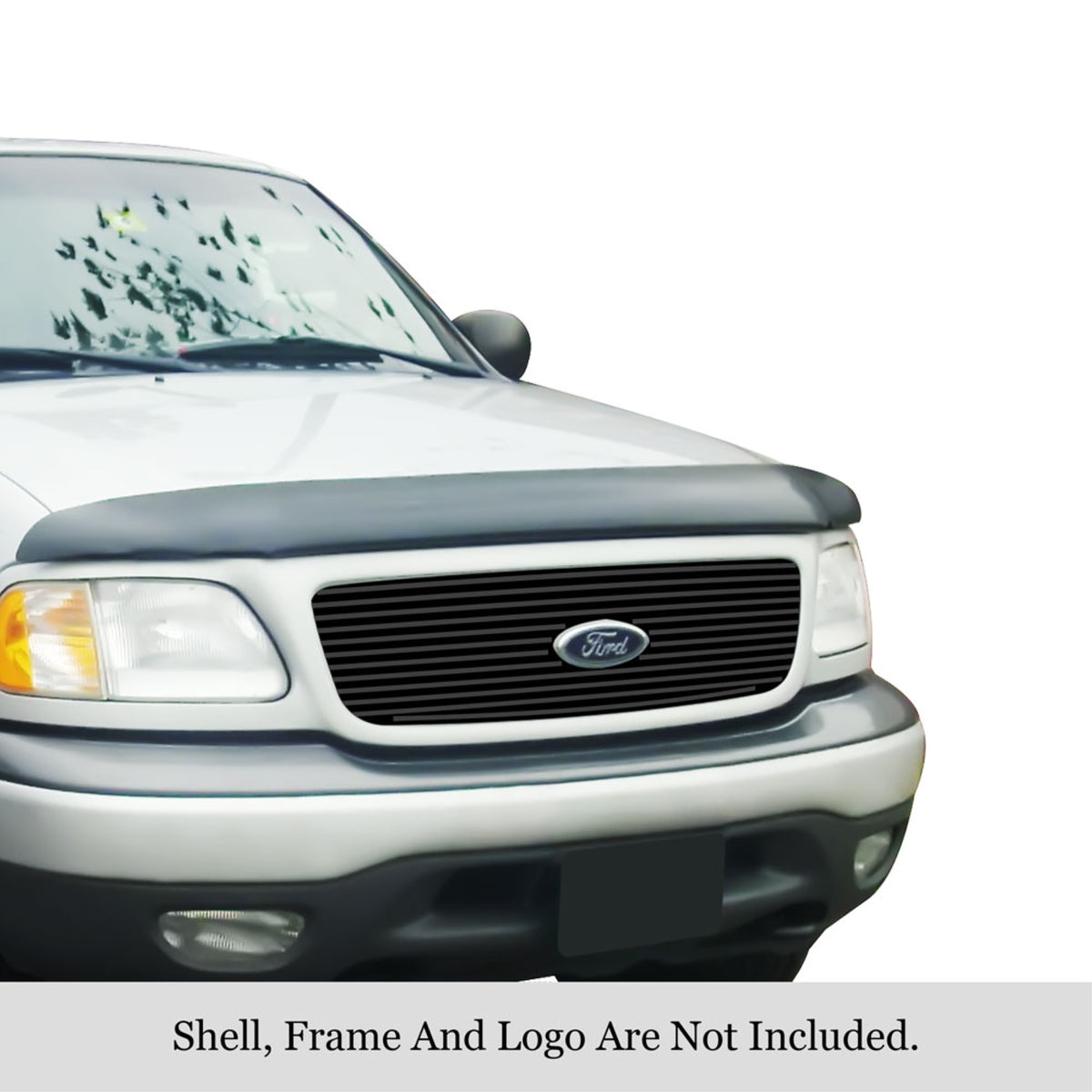 1999-2002 Ford Expedition  With Logo Show Stainless Steel Black Powder Coated Finish 8X6 Horizontal Billet Black Stainless Steel Billet Grille
