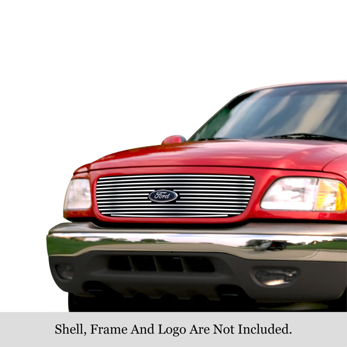 1999-2002 Ford Expedition  With Logo Show 304 Stainless Steel Polished Finish 8X6 Horizontal Billet Stainless Steel Billet Grille