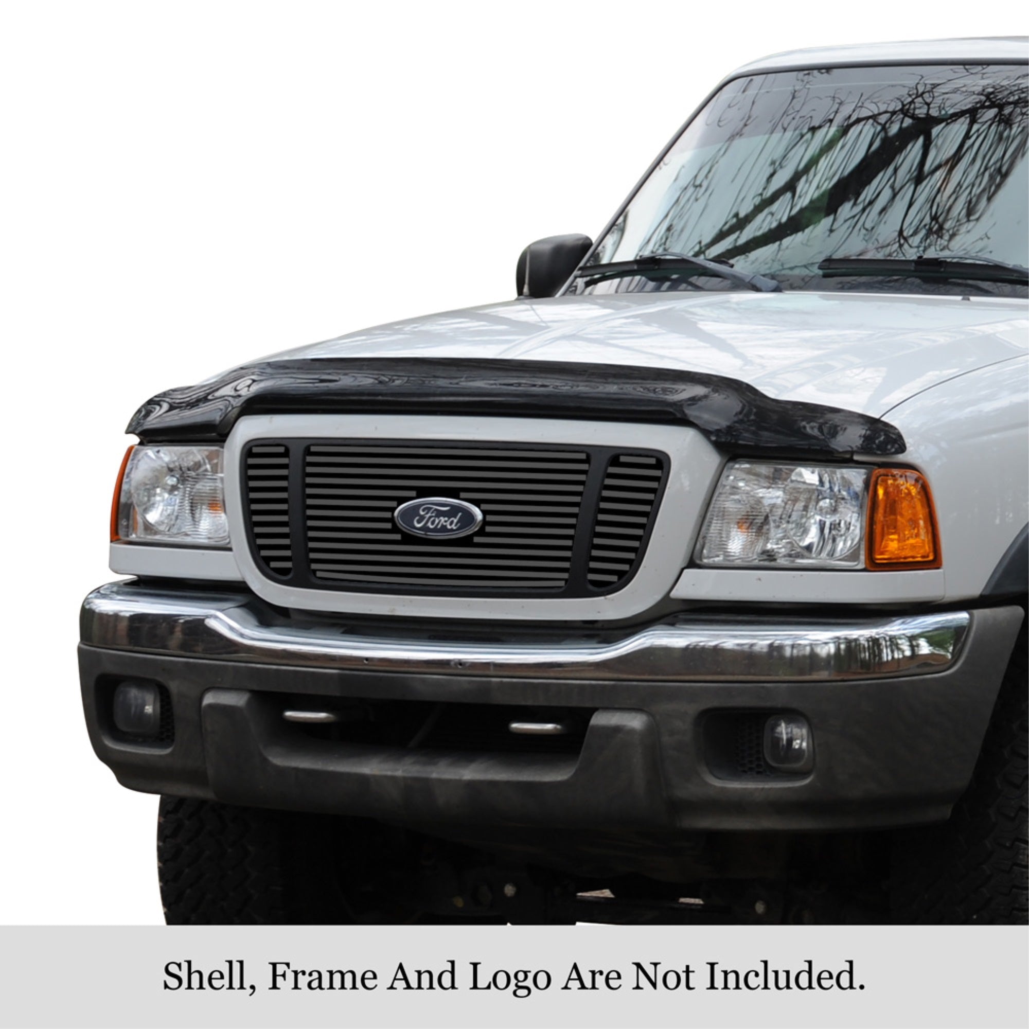 2004-2005 Ford Ranger 4Wd Fx4  Bar Only Not For Ranger Edge, With Logo Show Stainless Steel Black Powder Coated Finish 8X6 Horizontal Billet Black Stainless Steel Billet Grille