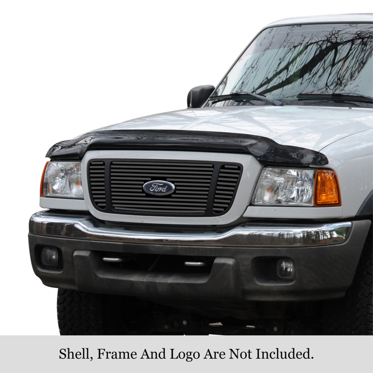 2004-2005 Ford Ranger 4Wd Fx4  Bar Only Not For Ranger Edge, With Logo Show Stainless Steel Black Powder Coated Finish 8X6 Horizontal Billet Black Stainless Steel Billet Grille