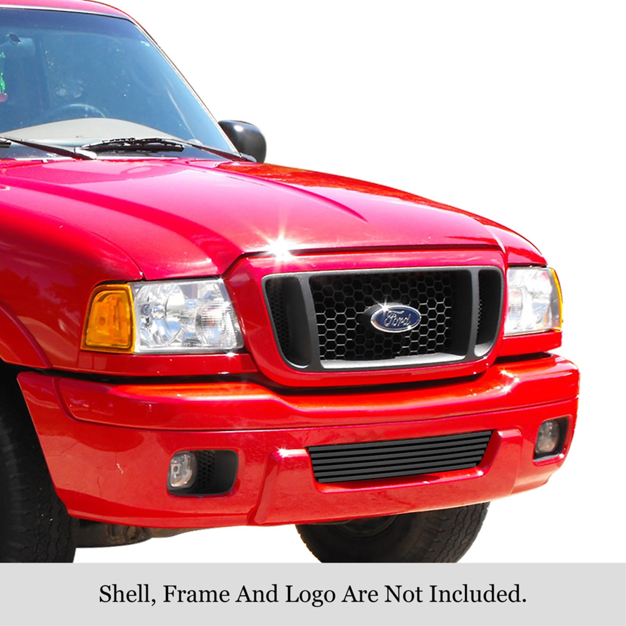2004-2005 Ford Ranger Stainless Steel Black Powder Coated Finish 8X6 Horizontal Billet Black Stainless Steel Billet Grille