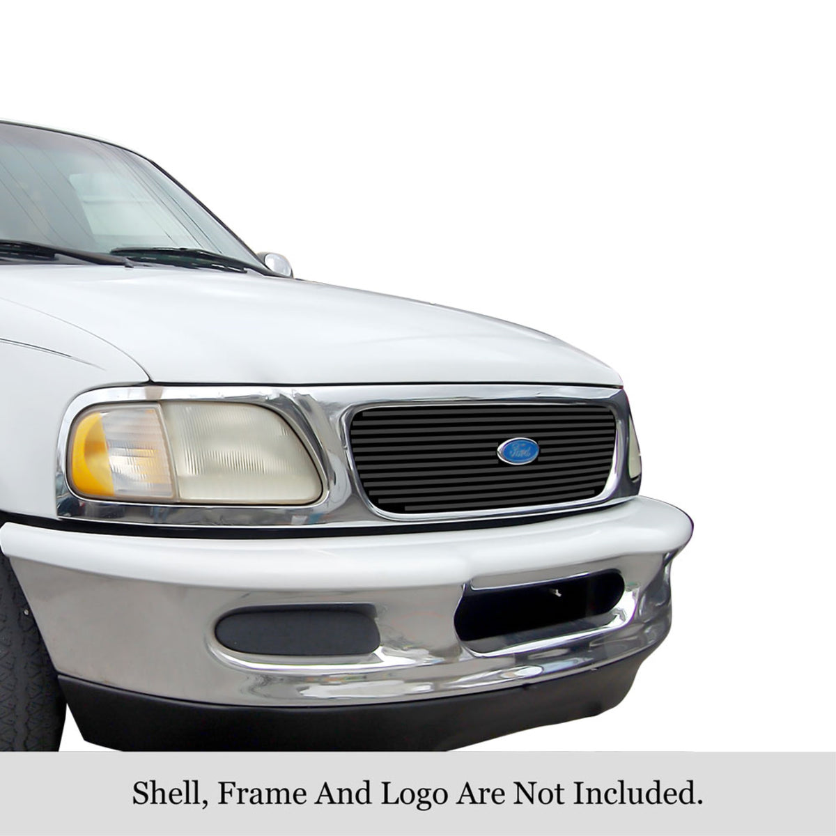 1997-1998 Ford Expedition With Logo Show Not For Bar Style Model Stainless Steel Black Powder Coated Finish 8X6 Horizontal Billet Black Stainless Steel Billet Grille