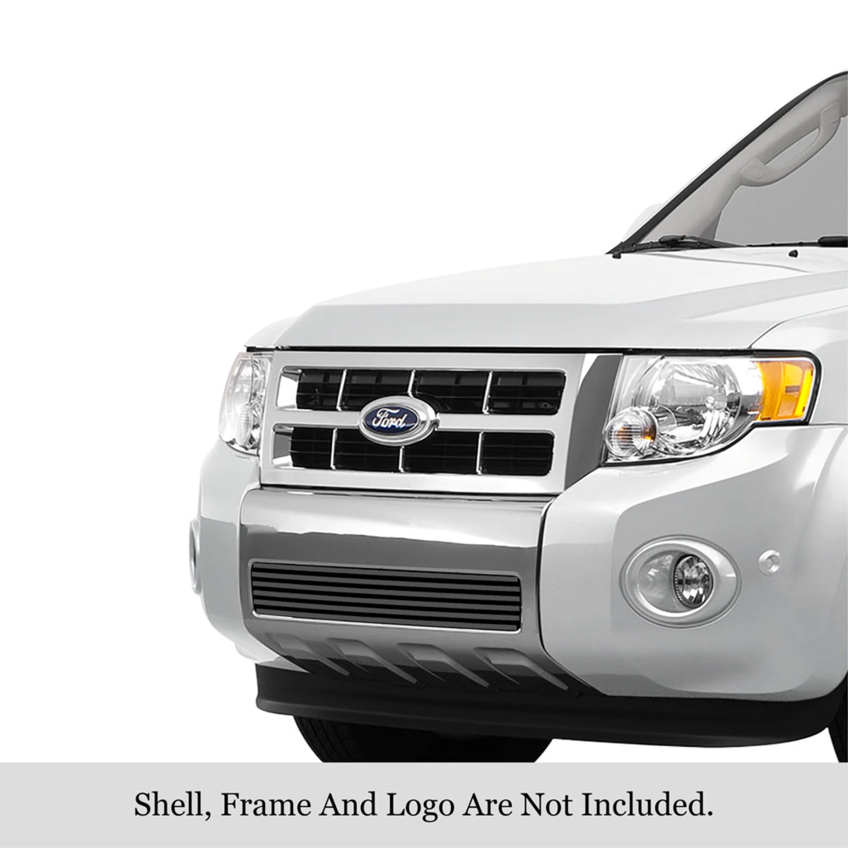 2008-2012 Ford Escape Stainless Steel Black Powder Coated Finish 8X6 Horizontal Billet Black Stainless Steel Billet Grille