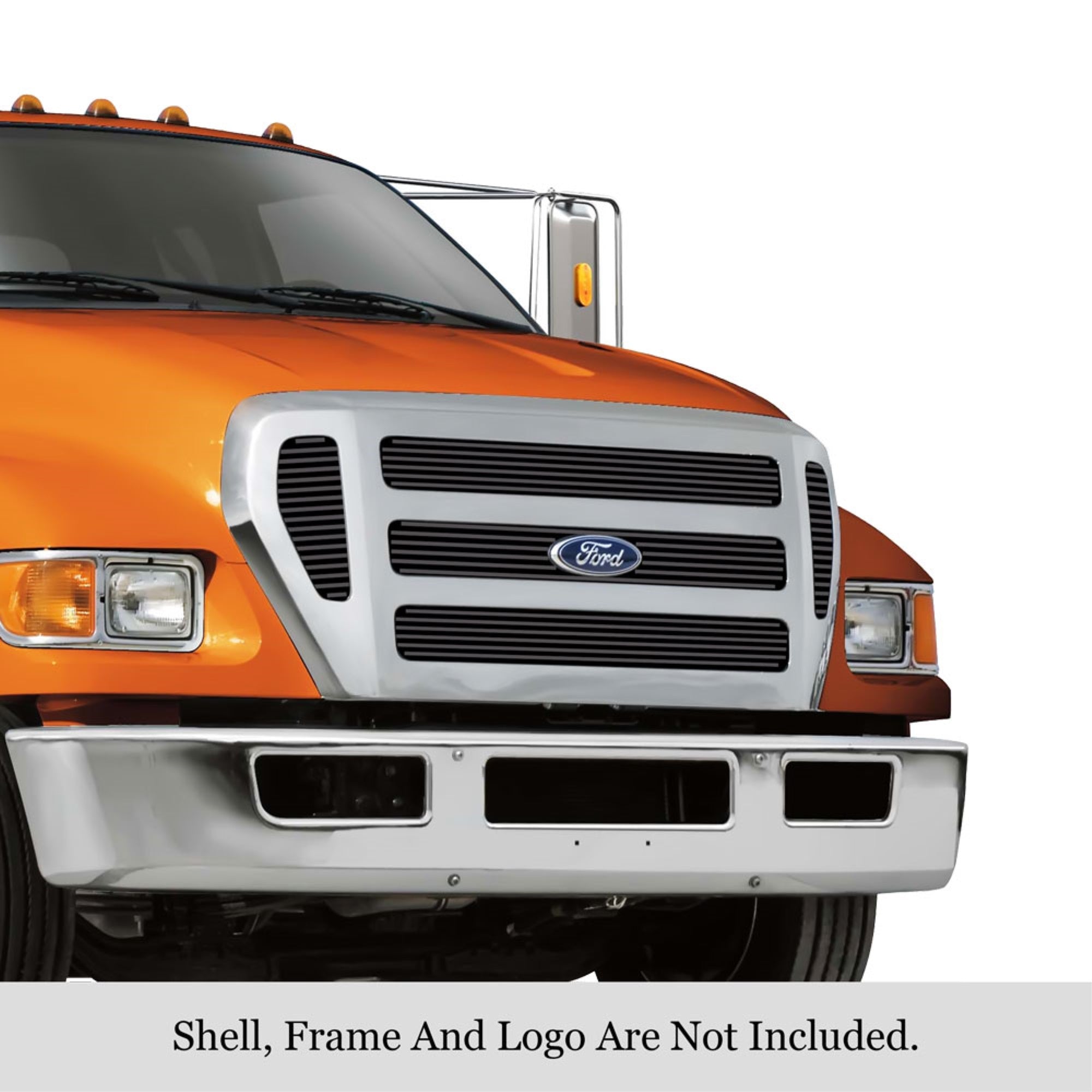2004-2015 Ford F-650 /2004-2015 Ford F-750 Stainless Steel Black Powder Coated Finish 8X6 Horizontal Billet Black Stainless Steel Billet Grille