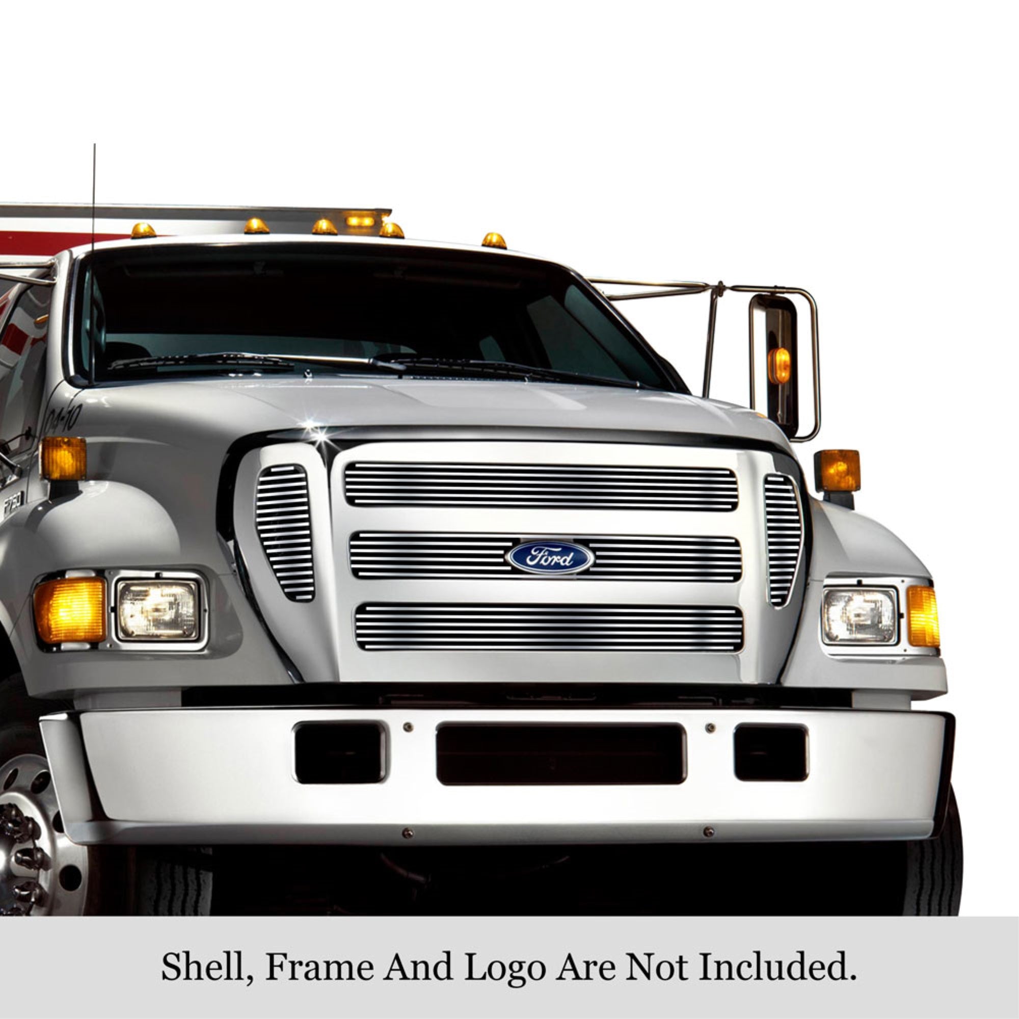 2004-2015 Ford F-650 /2004-2015 Ford F-750 304 Stainless Steel Polished Finish 8X6 Horizontal Billet Stainless Steel Billet Grille