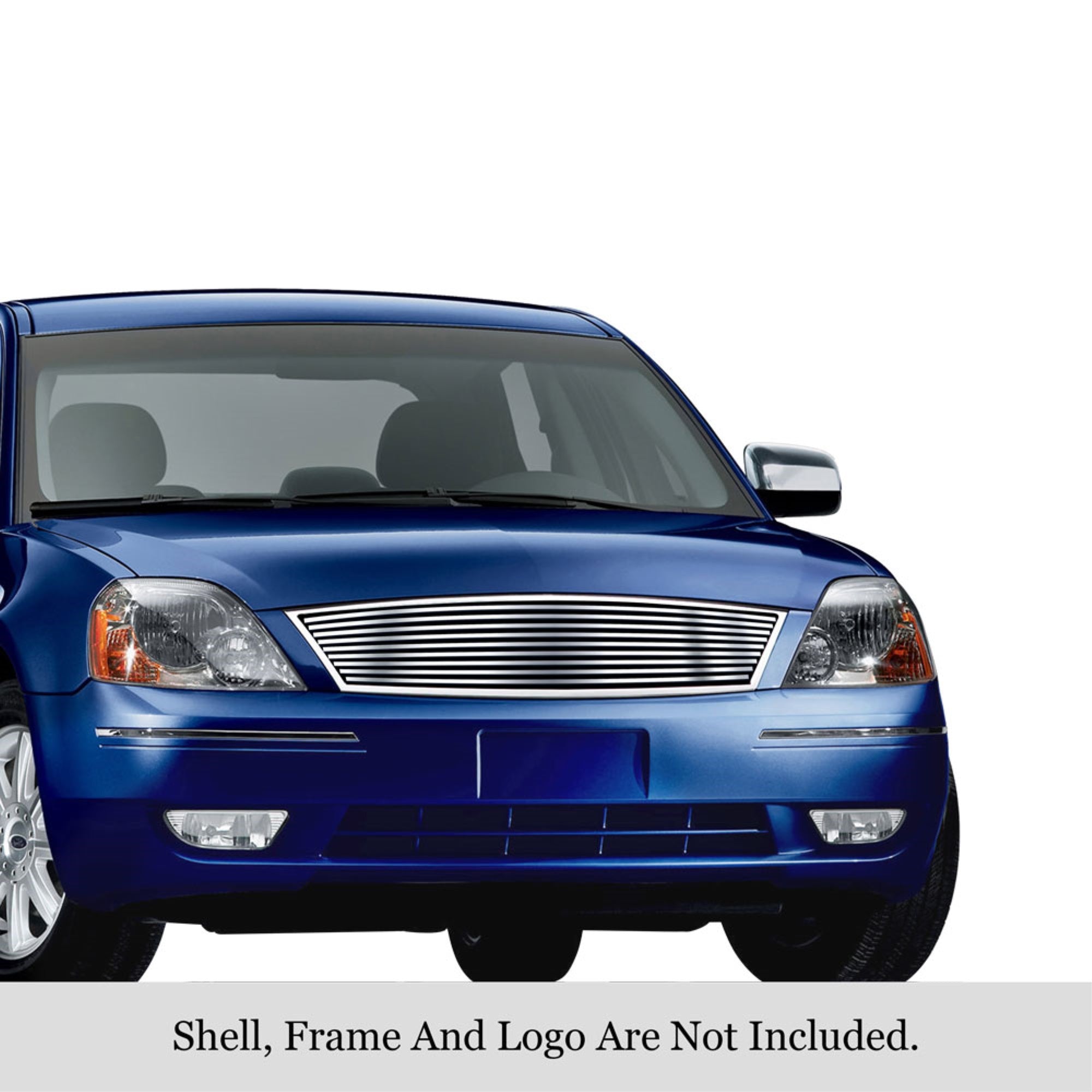 2005-2007 Ford Five Hundred Logo Covered 304 Stainless Steel Polished Finish 8X6 Horizontal Billet Stainless Steel Billet Grille