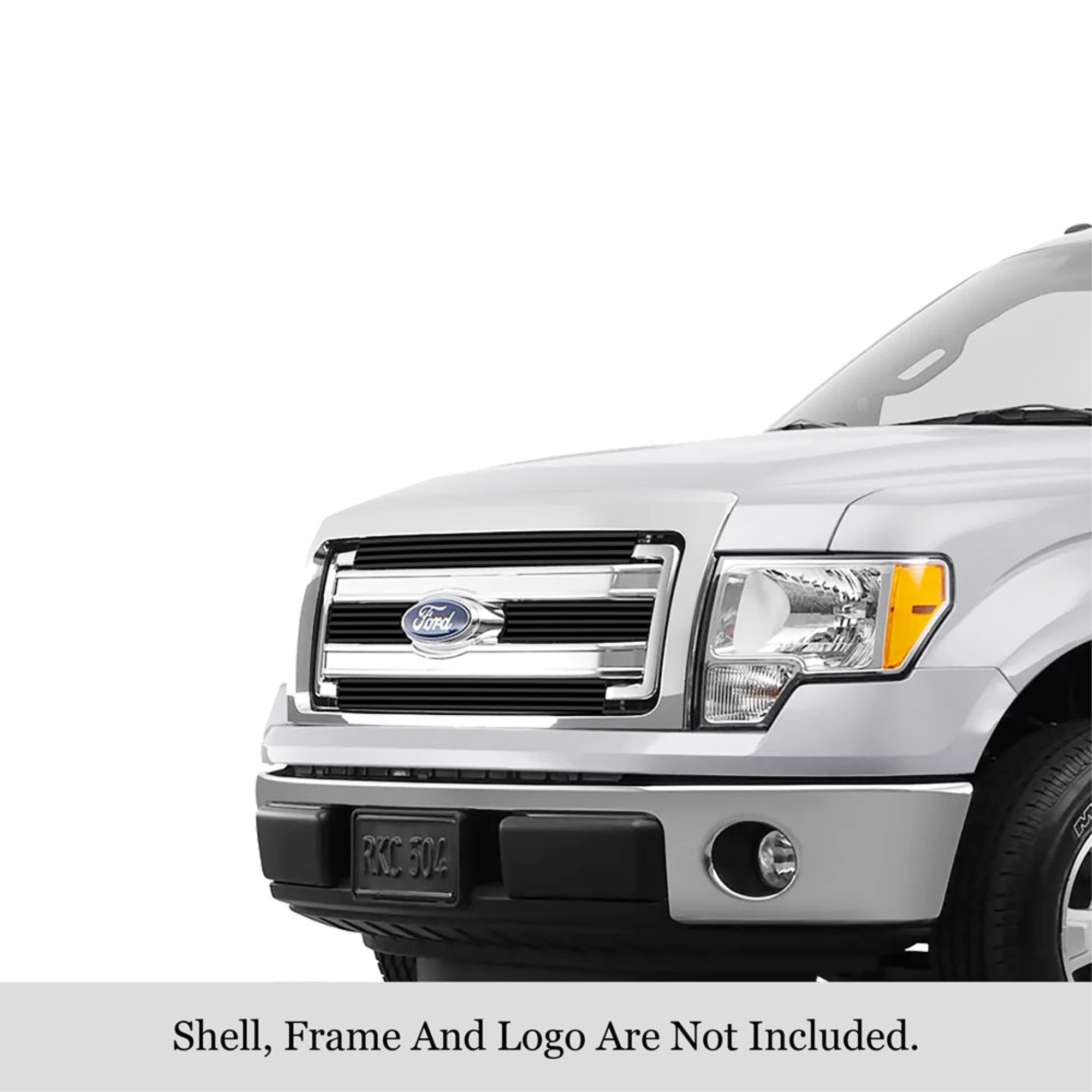 2013-2014 Ford F-150 Xl /2013-2014 Ford F-150 Xlt Stainless Steel Black Powder Coated Finish 8X6 Horizontal Billet Black Stainless Steel Billet Grille