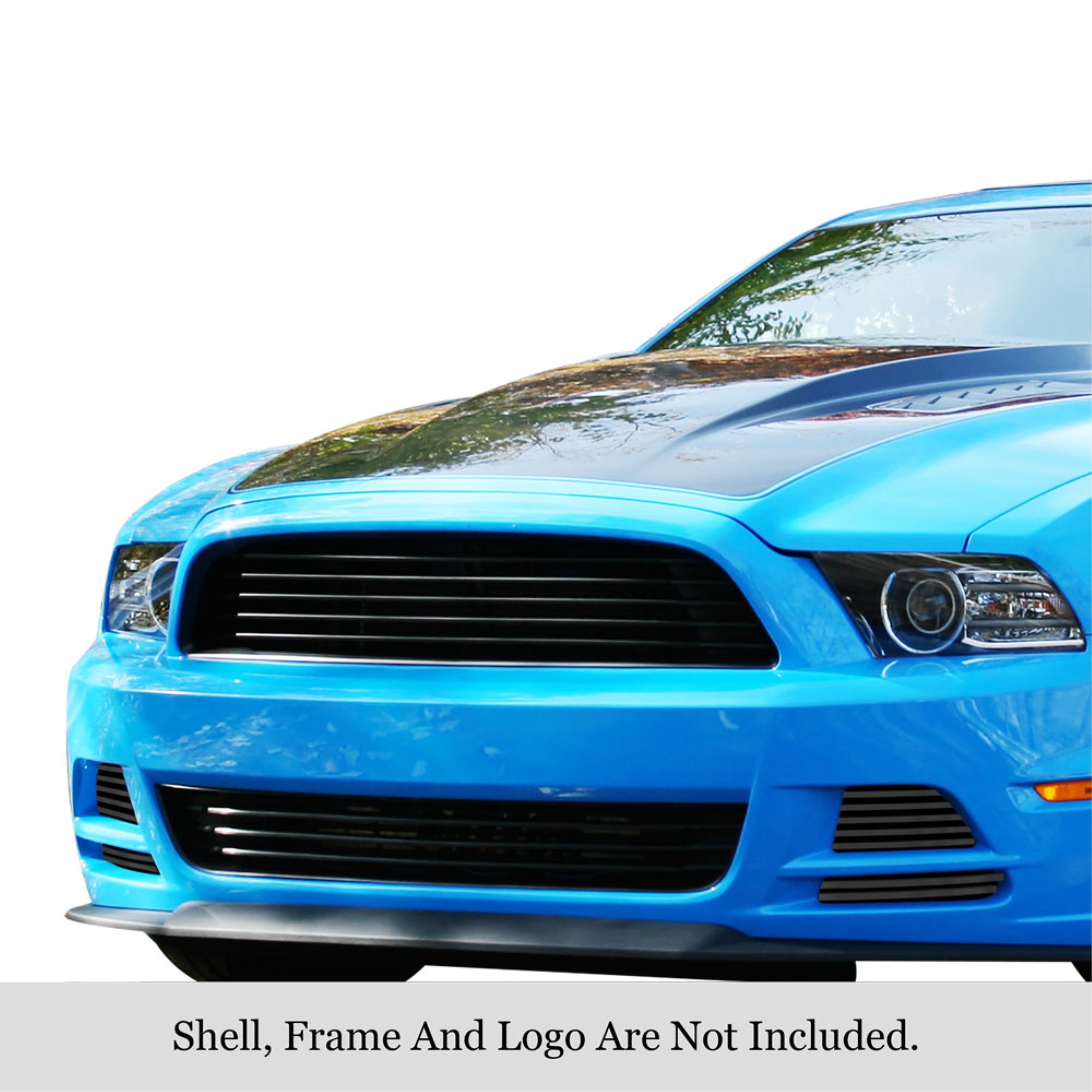 2013-2014 Ford Mustang Gt Stainless Steel Black Powder Coated Finish 8X6 Horizontal Billet Black Stainless Steel Billet Grille