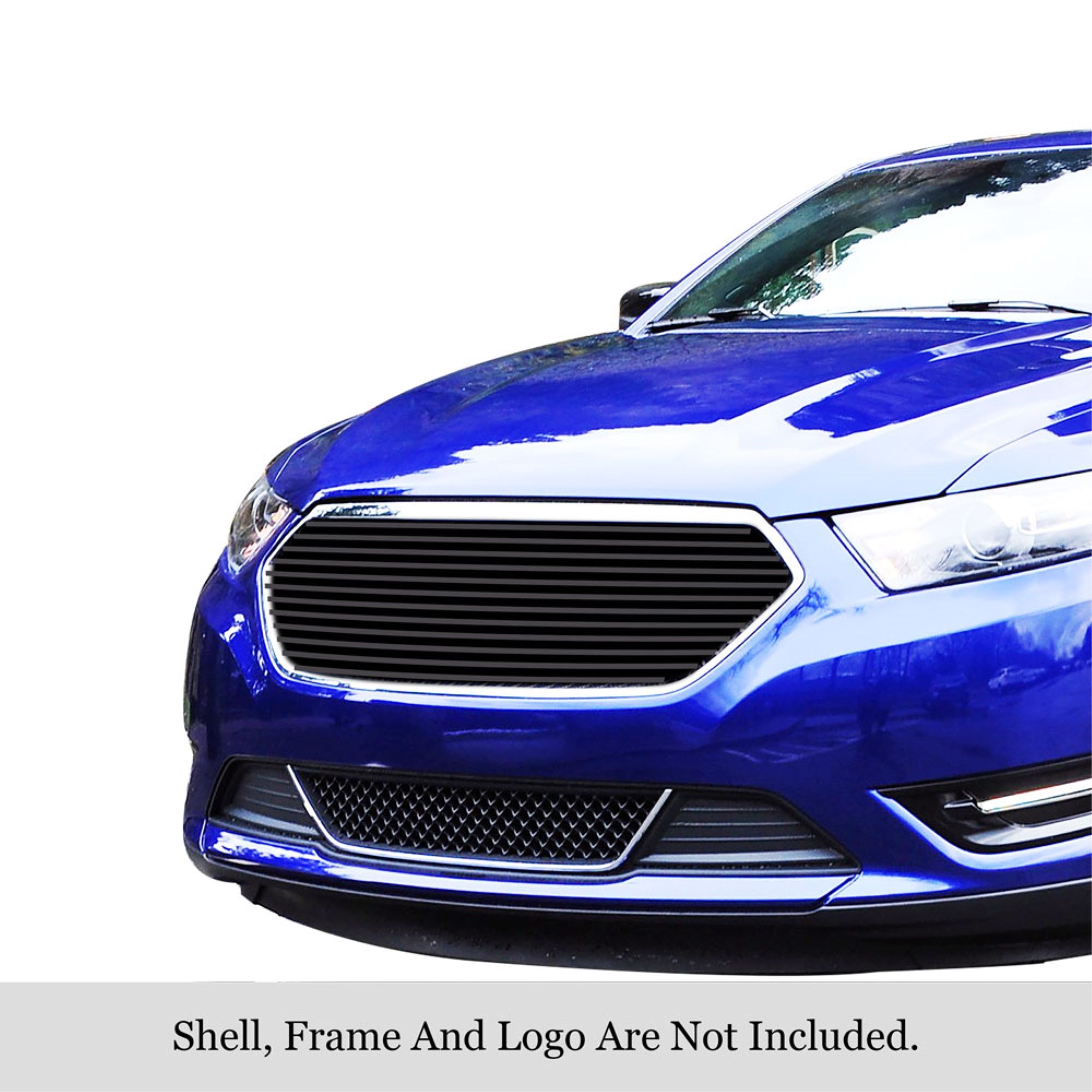 2013-2019 Ford Taurus Sho Logo Cover Stainless Steel Black Powder Coated Finish 8X6 Horizontal Billet Black Stainless Steel Billet Grille