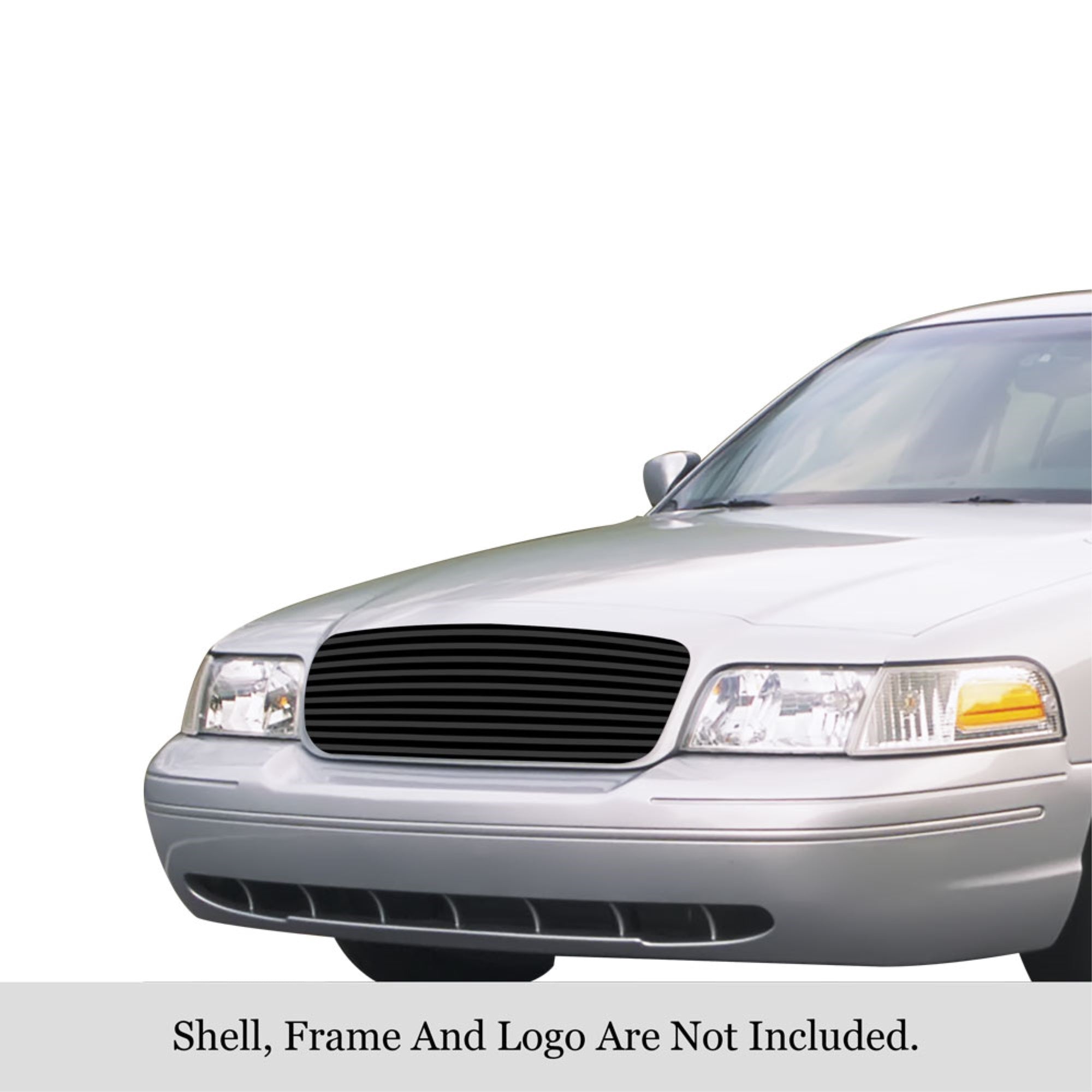 1998-2012 Ford Victoria Only For Honeycomb Style Logo Cover Stainless Steel Black Powder Coated Finish 8X6 Horizontal Billet Black Stainless Steel Billet Grille