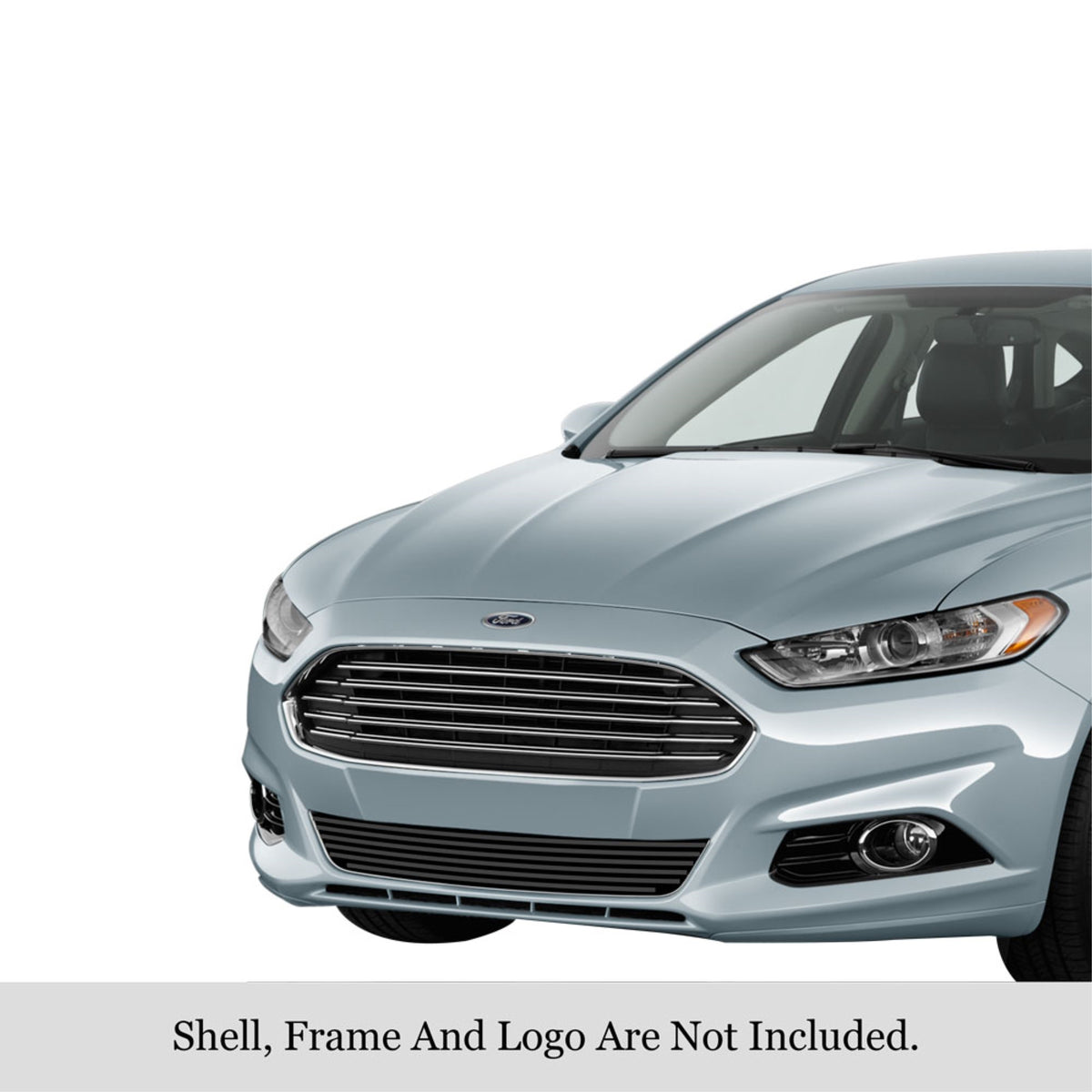 2013-2016 Ford Fusion Stainless Steel Black Powder Coated Finish 8X6 Horizontal Billet Black Stainless Steel Billet Grille