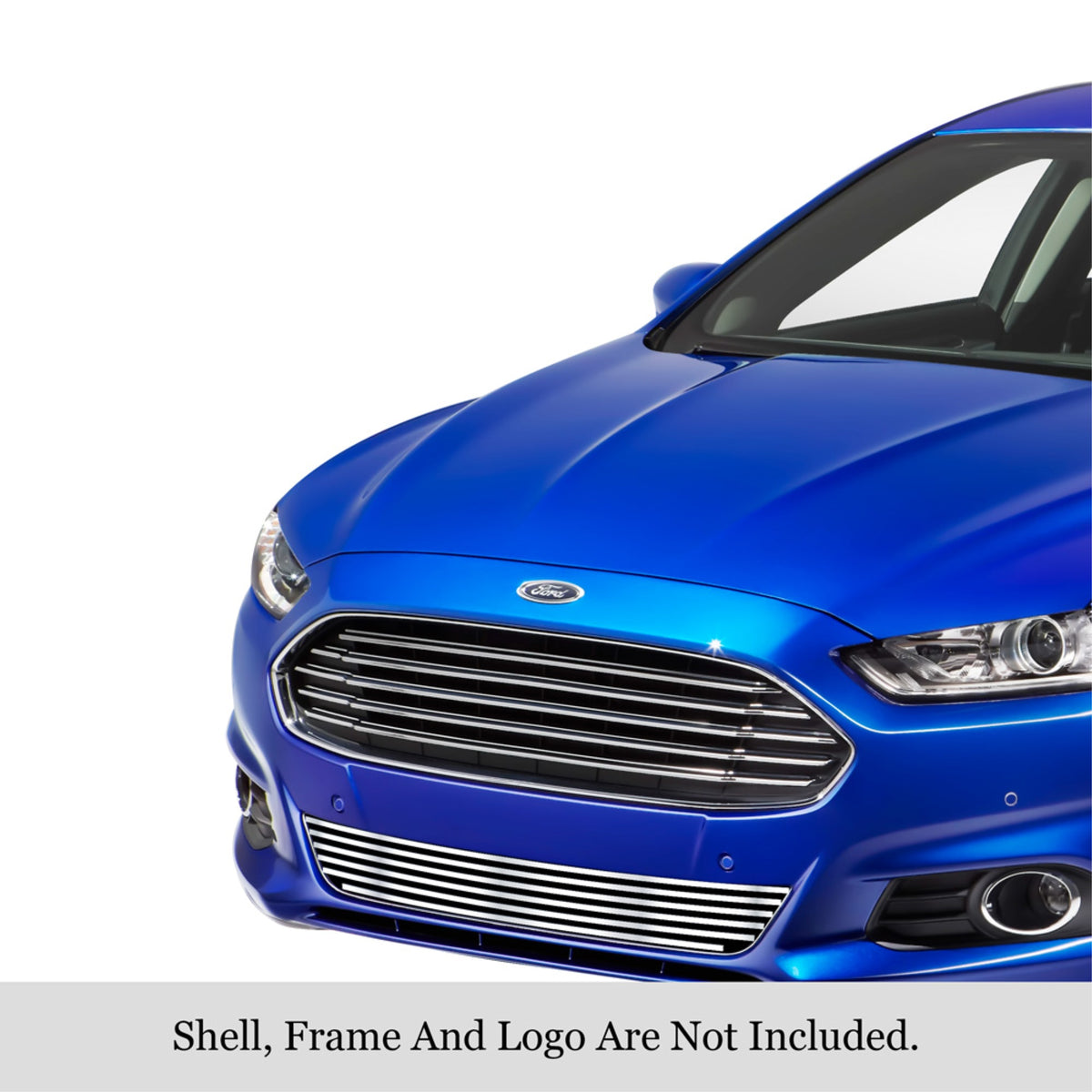 2013-2016 Ford Fusion 304 Stainless Steel Polished Finish 8X6 Horizontal Billet Stainless Steel Billet Grille