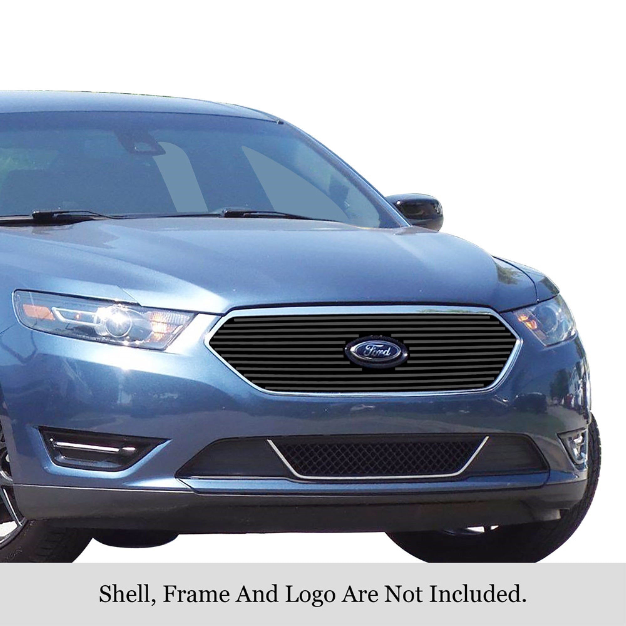 2013-2019 Ford Taurus Sho Logo Show Stainless Steel Black Powder Coated Finish 8X6 Horizontal Billet Black Stainless Steel Billet Grille
