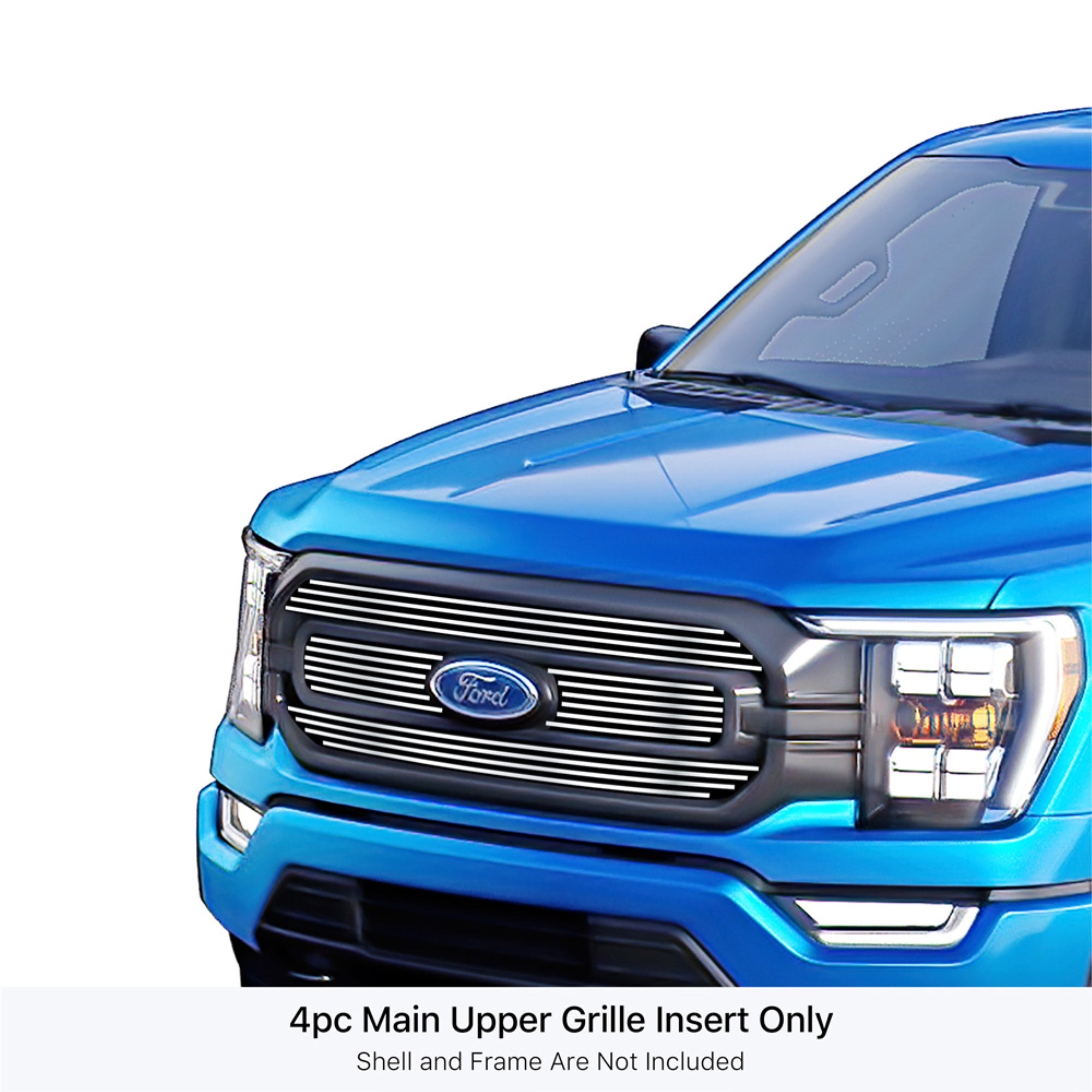 2021-2022 Ford F-150 Xl/ 2022 Ford F-150 Xlt Stainless Steel Polished Finish 8X6 Horizontal Billet Stainless Steel Billet Grille
