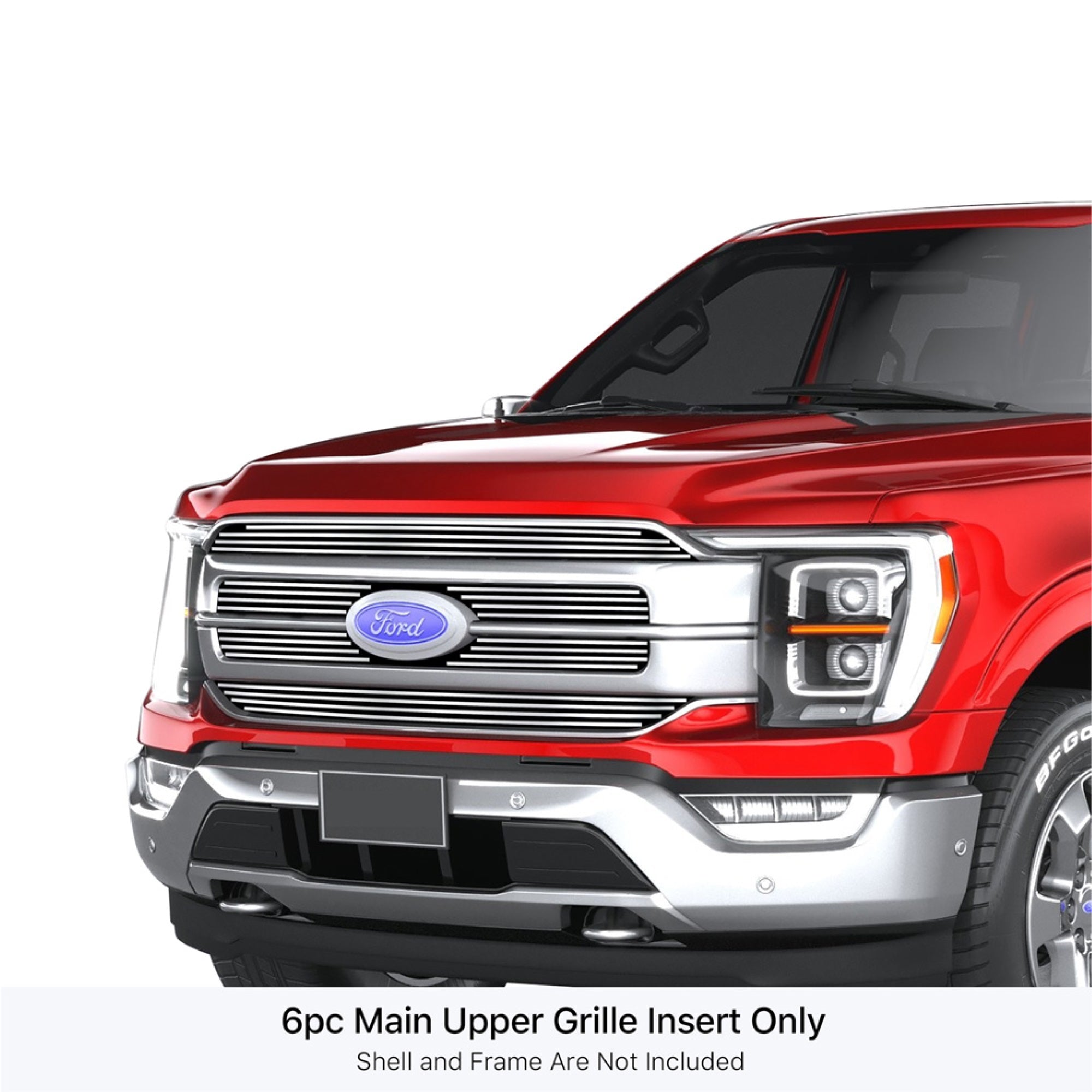 2021-2022 Ford F-150 Lariat Stainless Steel Polished Finish 8X6 Horizontal Billet Stainless Steel Billet Grille