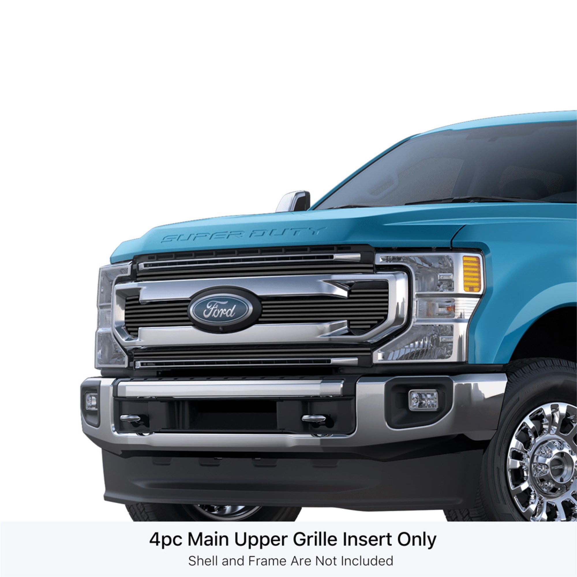 2020-2021 Ford F-250 Xl/ 2020-2021 Ford F-250 Xlt/ 2020-2021 Ford F-350 Xl/ 2020-2021 Ford F-350 Xlt Stainless Steel Black Powder Coated Finish 8X6 Horizontal Billet Black Stainless Steel Billet Grille