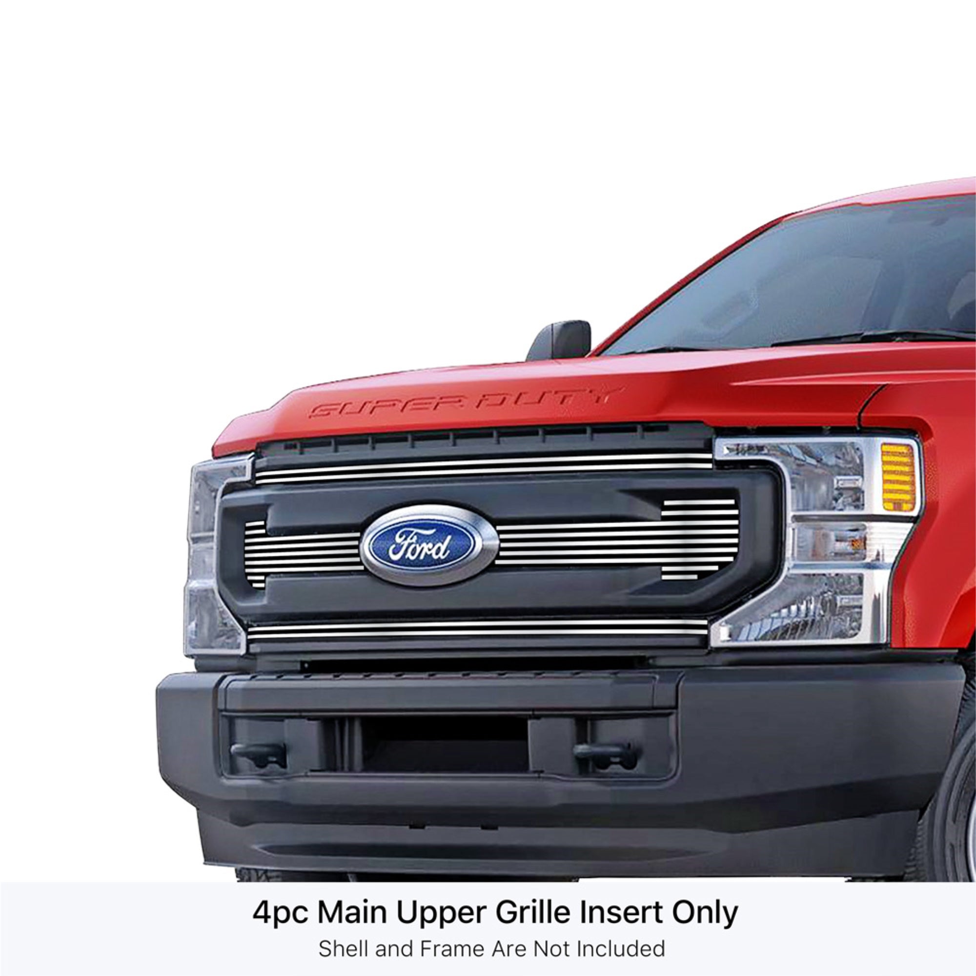 2020-2021 Ford F-250 Xl/ 2020-2021 Ford F-250 Xlt/ 2020-2021 Ford F-350 Xl/ 2020-2021 Ford F-350 Xlt Stainless Steel Polished Finish 8X6 Horizontal Billet Stainless Steel Billet Grille