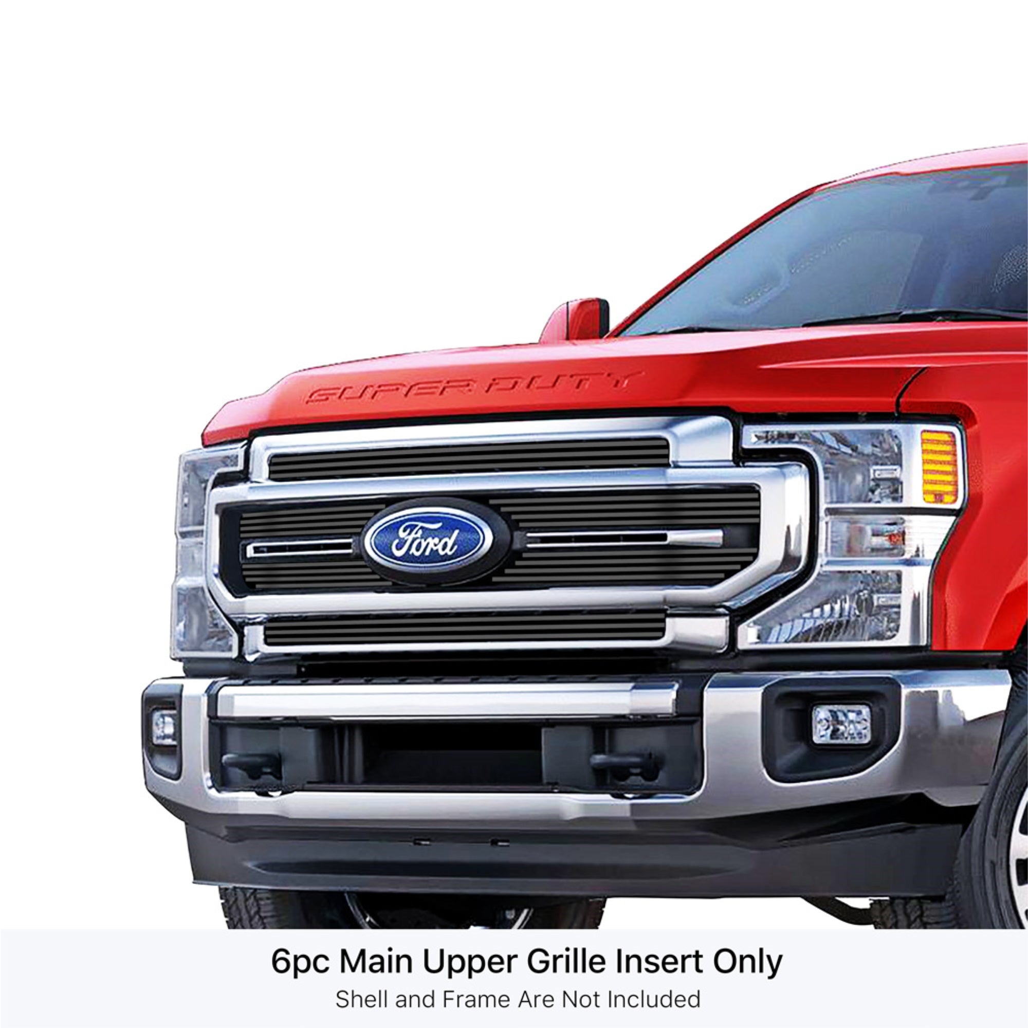 2020-2022 Ford F-250 Lariat/ 2020-2022 Ford F-350 Lariat Stainless Steel Black Powder Coated Finish 8X6 Horizontal Billet Black Stainless Steel Billet Grille