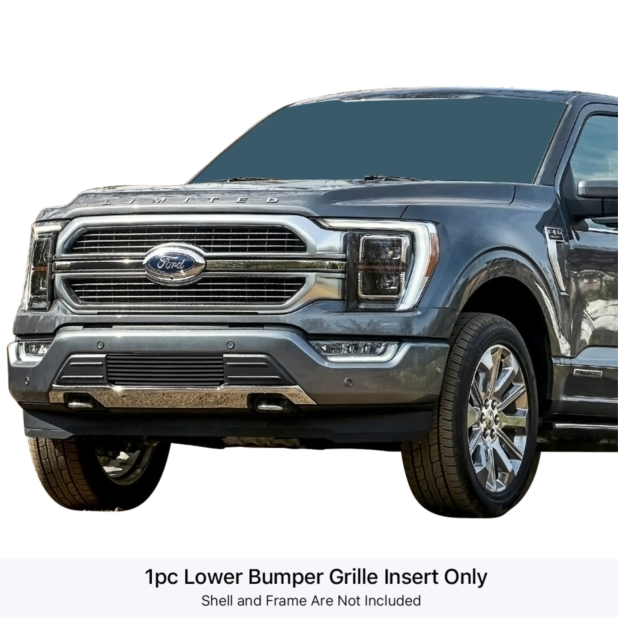 2021-2022 Ford F-150 Stainless Steel Black Powder Coated Finish 8X6 Horizontal Billet Black Stainless Steel Billet Grille
