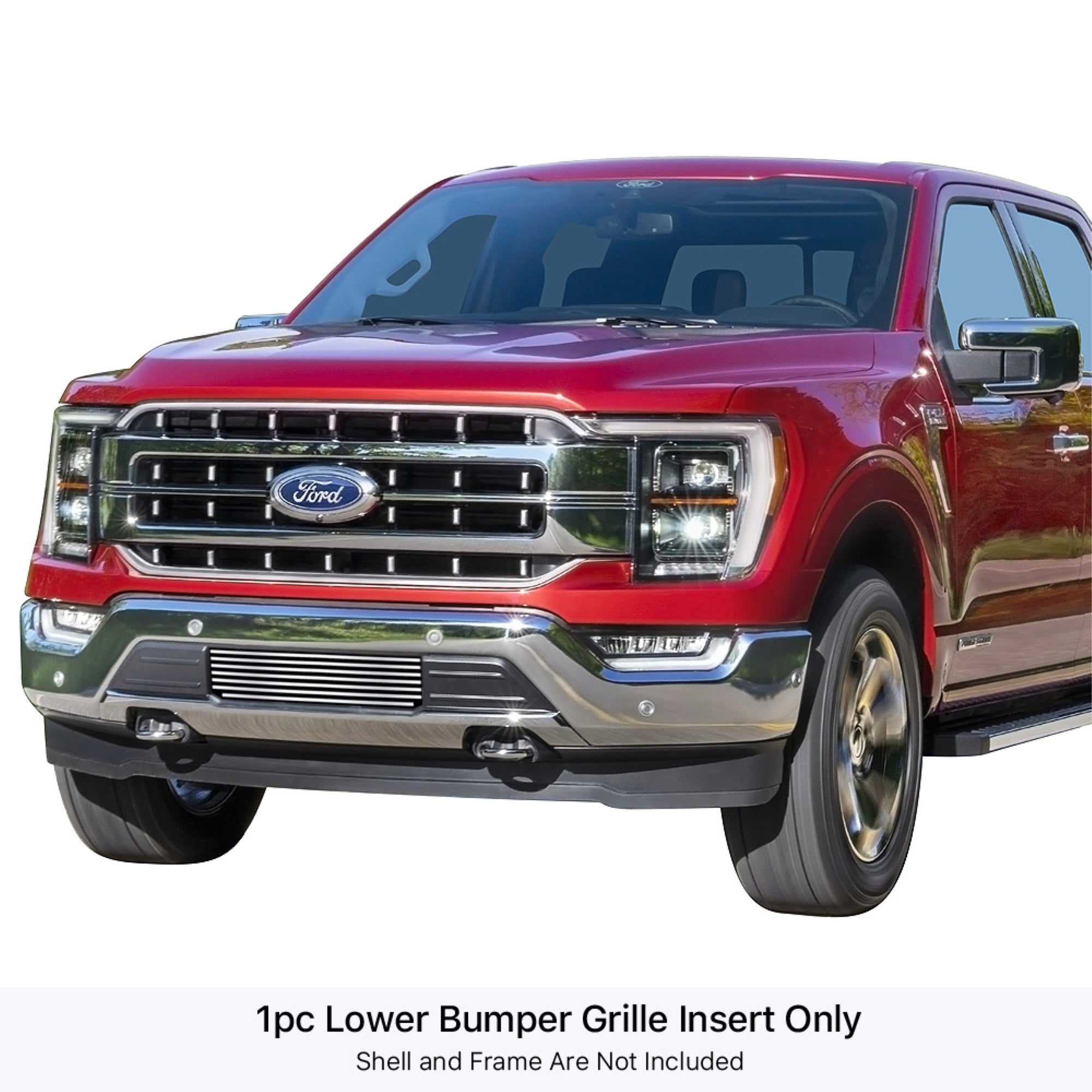 2021-2022 Ford F-150 Stainless Steel Polished Finish 8X6 Horizontal Billet Stainless Steel Billet Grille