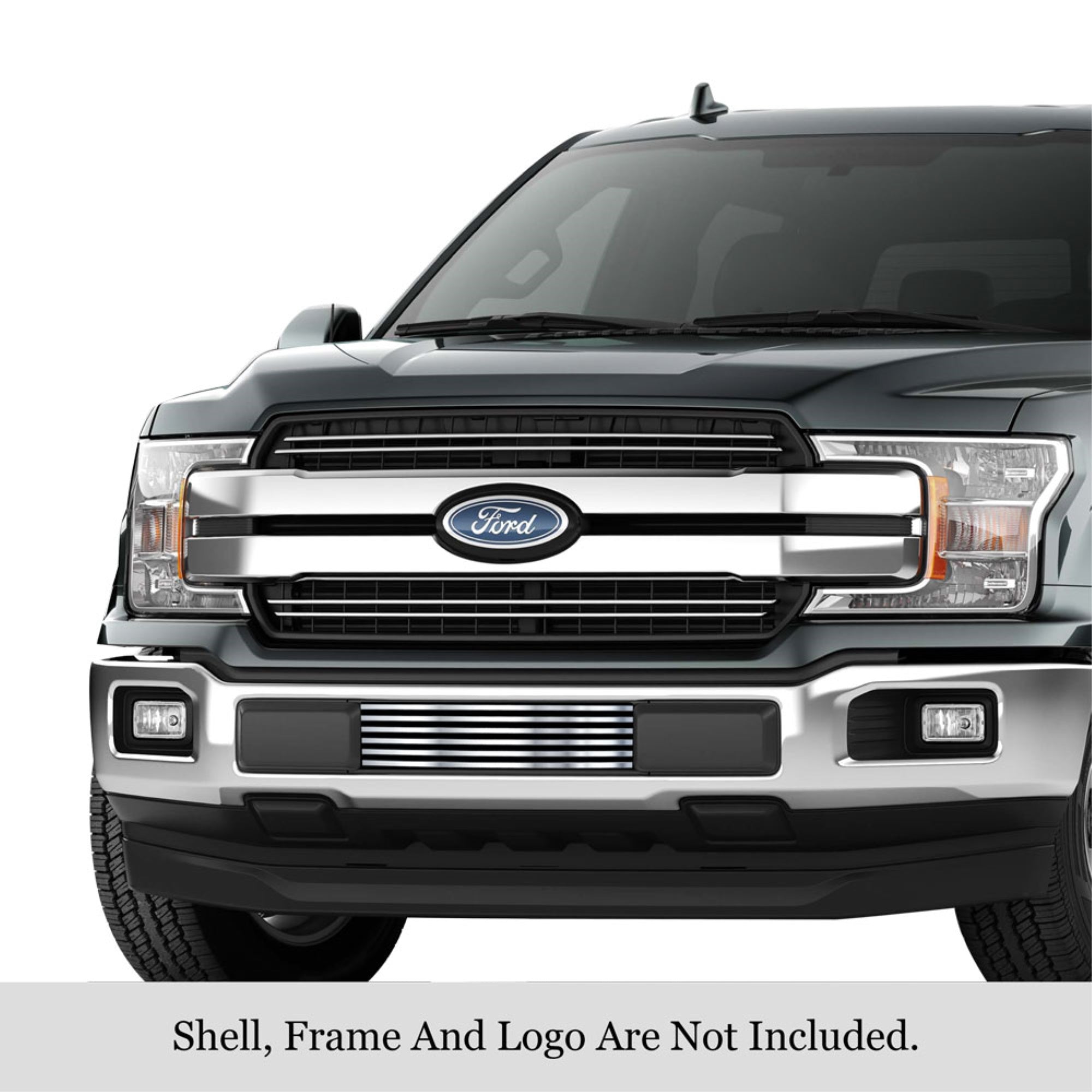 2018-2020 Ford F-150 (Drilling May Be Required For Xl/Xlt/King Ranch/Plantinum) 304 Stainless Steel Polished Finish 8X6 Horizontal Billet Stainless Steel Billet Grille
