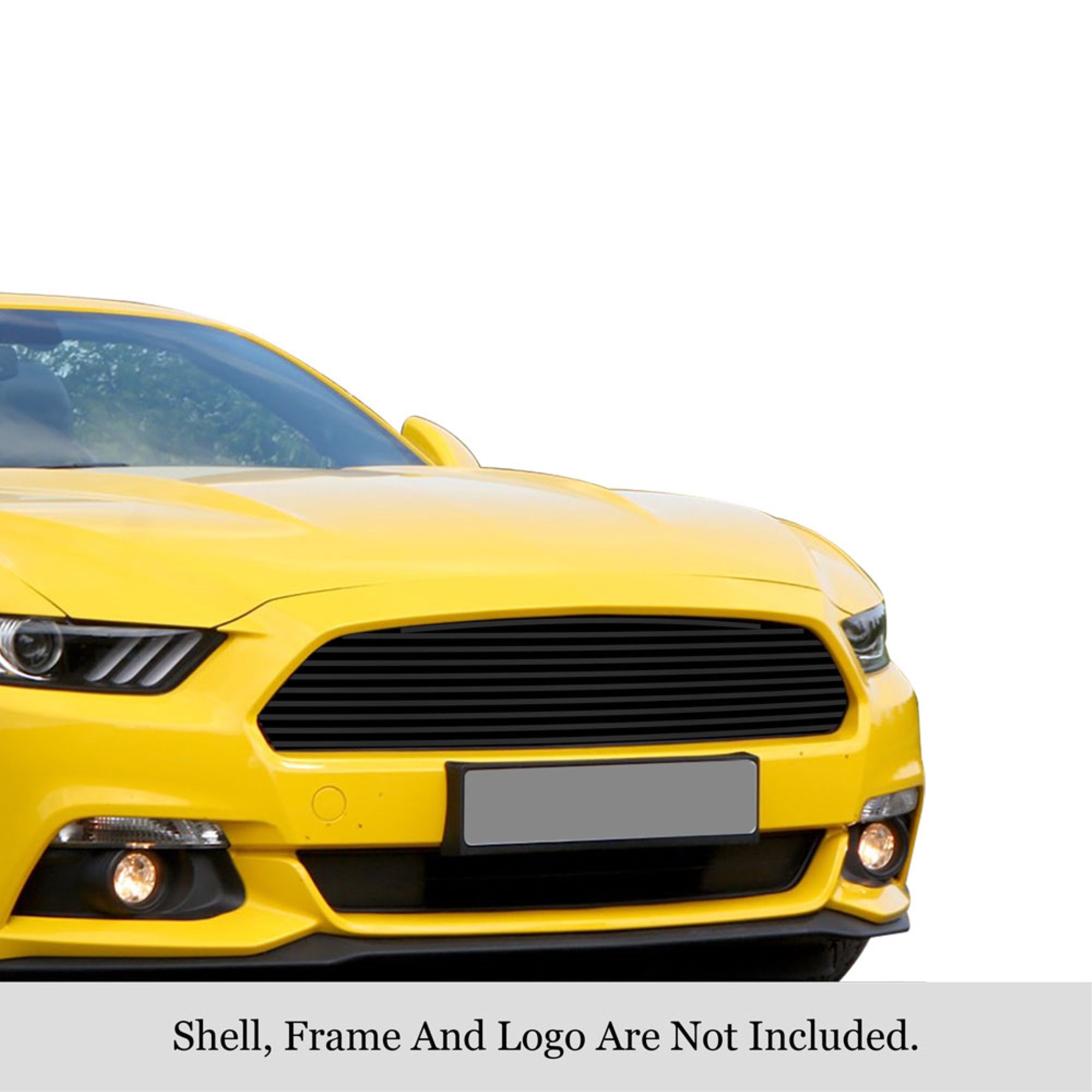 2015-2017 Ford Mustang Only For V6 Base Models Stainless Steel Black Powder Coated Finish 8X6 Horizontal Billet Black Stainless Steel Billet Grille