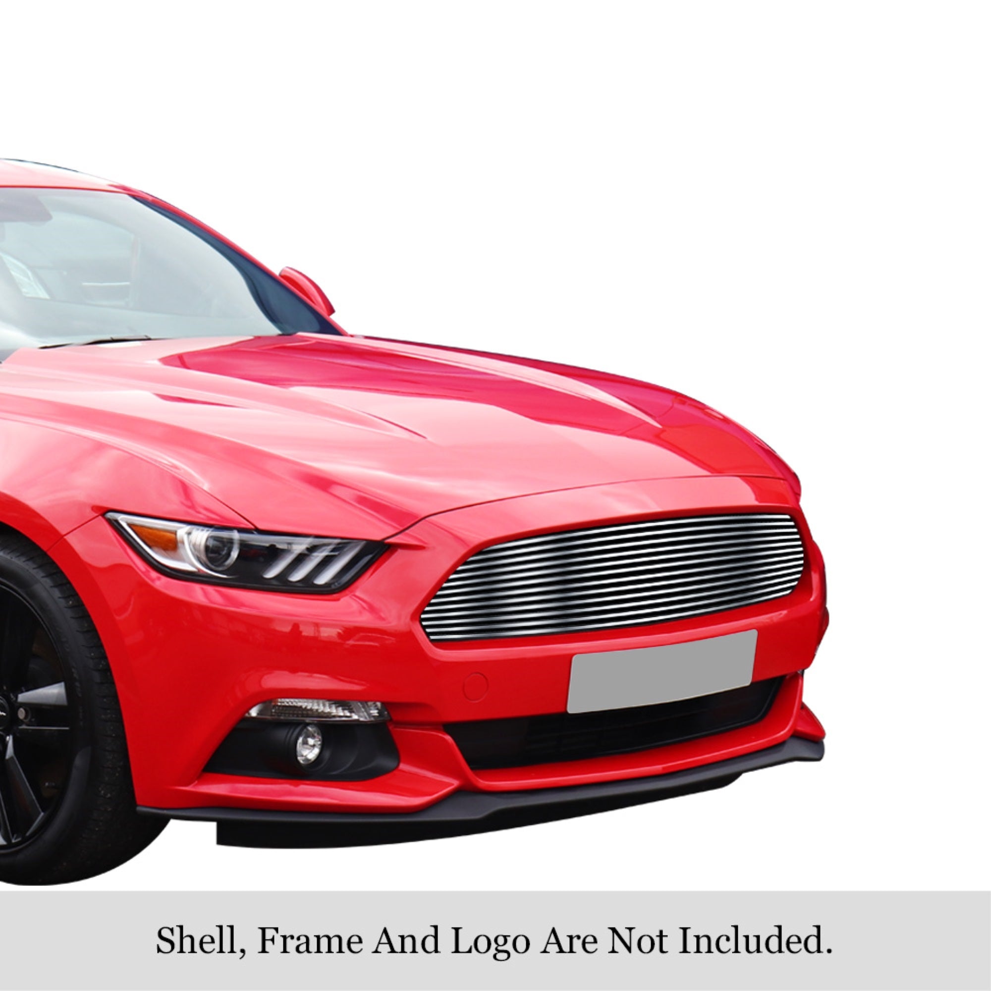 2015-2017 Ford Mustang Only For V6 Base Models 304 Stainless Steel Polished Finish 8X6 Horizontal Billet Stainless Steel Billet Grille