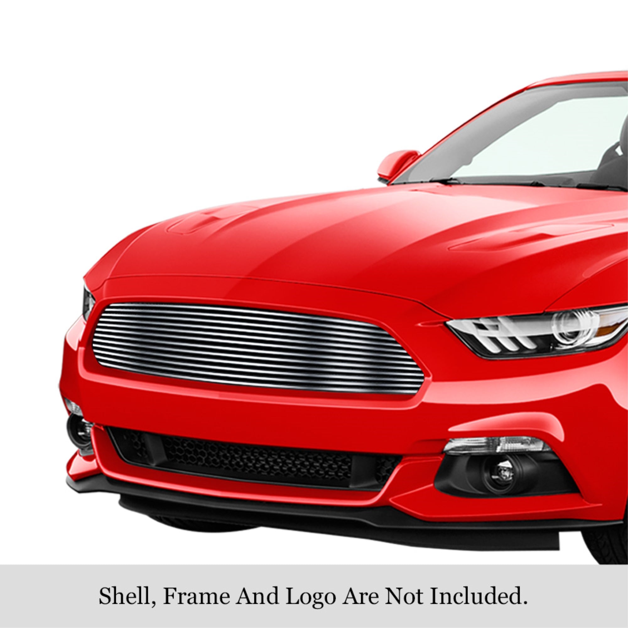 2015-2017 Ford Mustang Gt V8 304 Stainless Steel Polished Finish 8X6 Horizontal Billet Stainless Steel Billet Grille